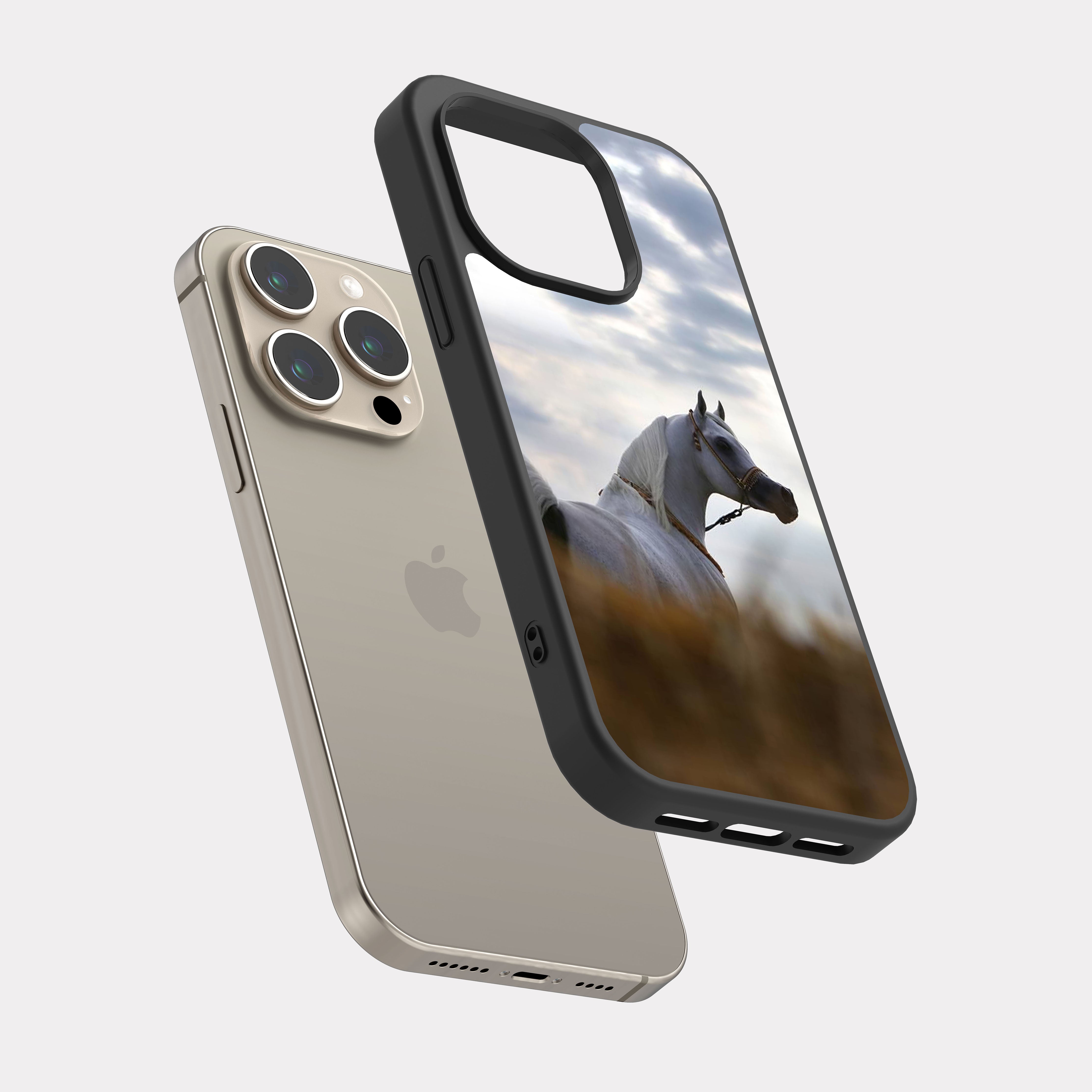 iPhone 15 Pro case cover Arabian Horse White
