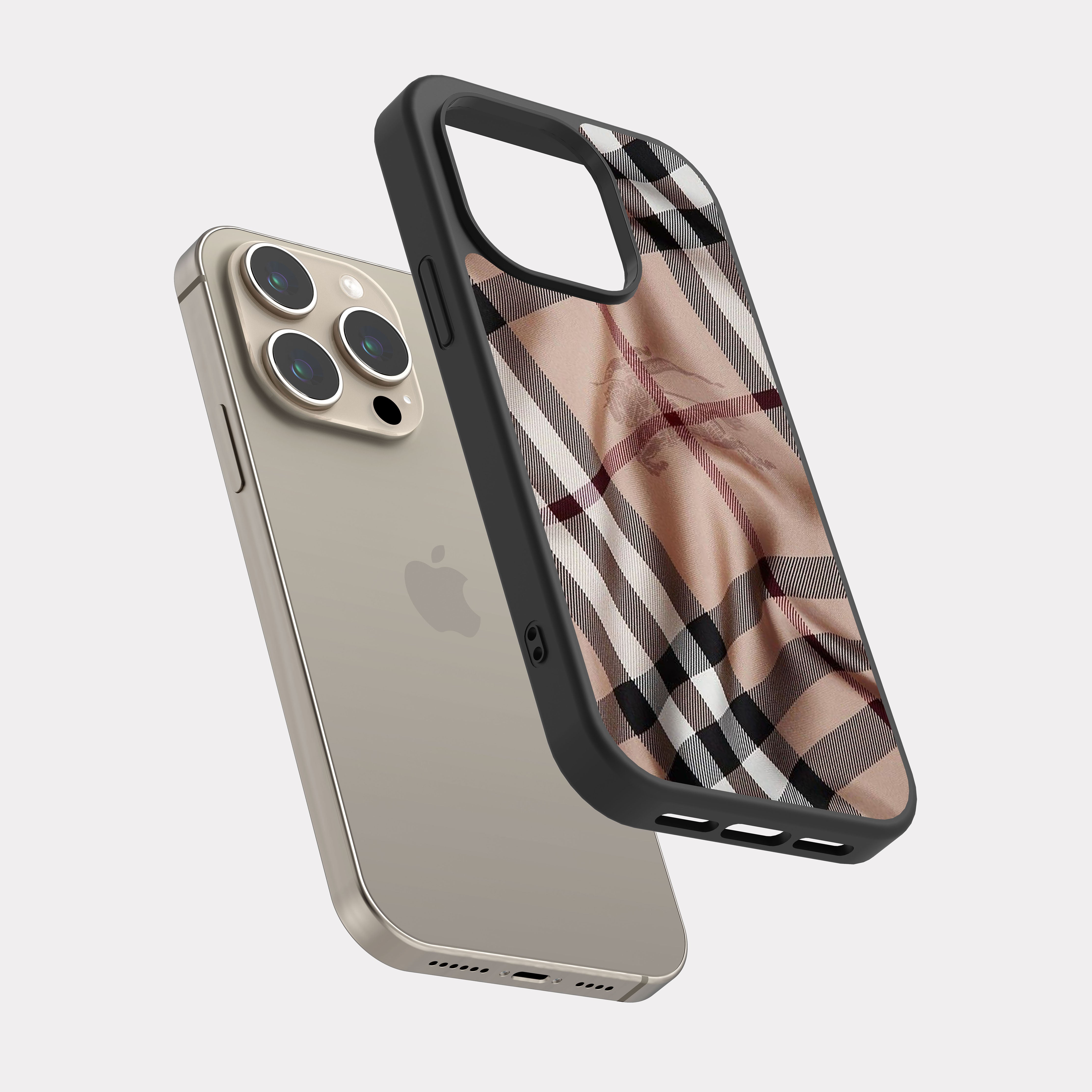 iPhone 15 Pro case cover Burberry Beige and Black