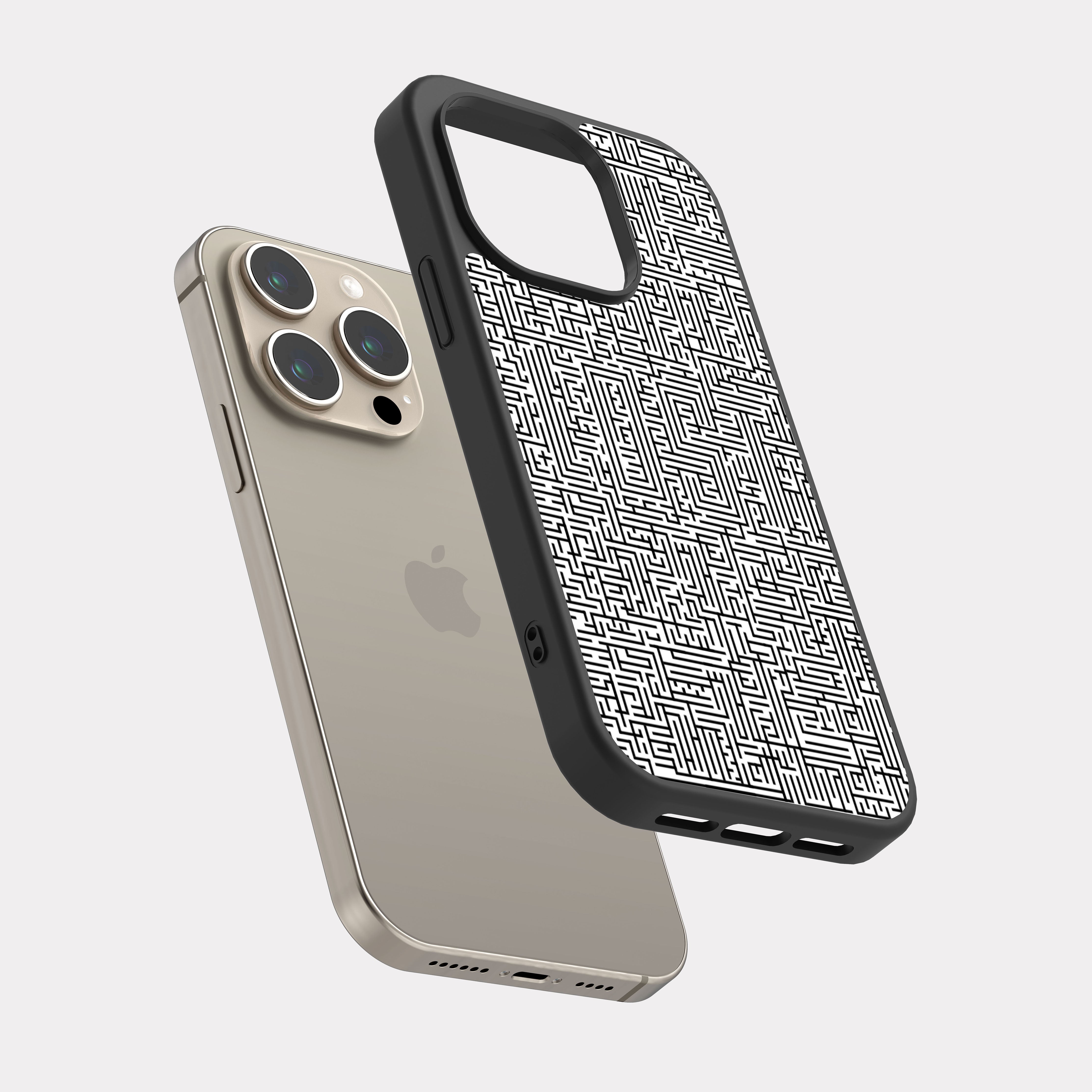 iPhone 15 Pro case cover Square Texture Pattern White