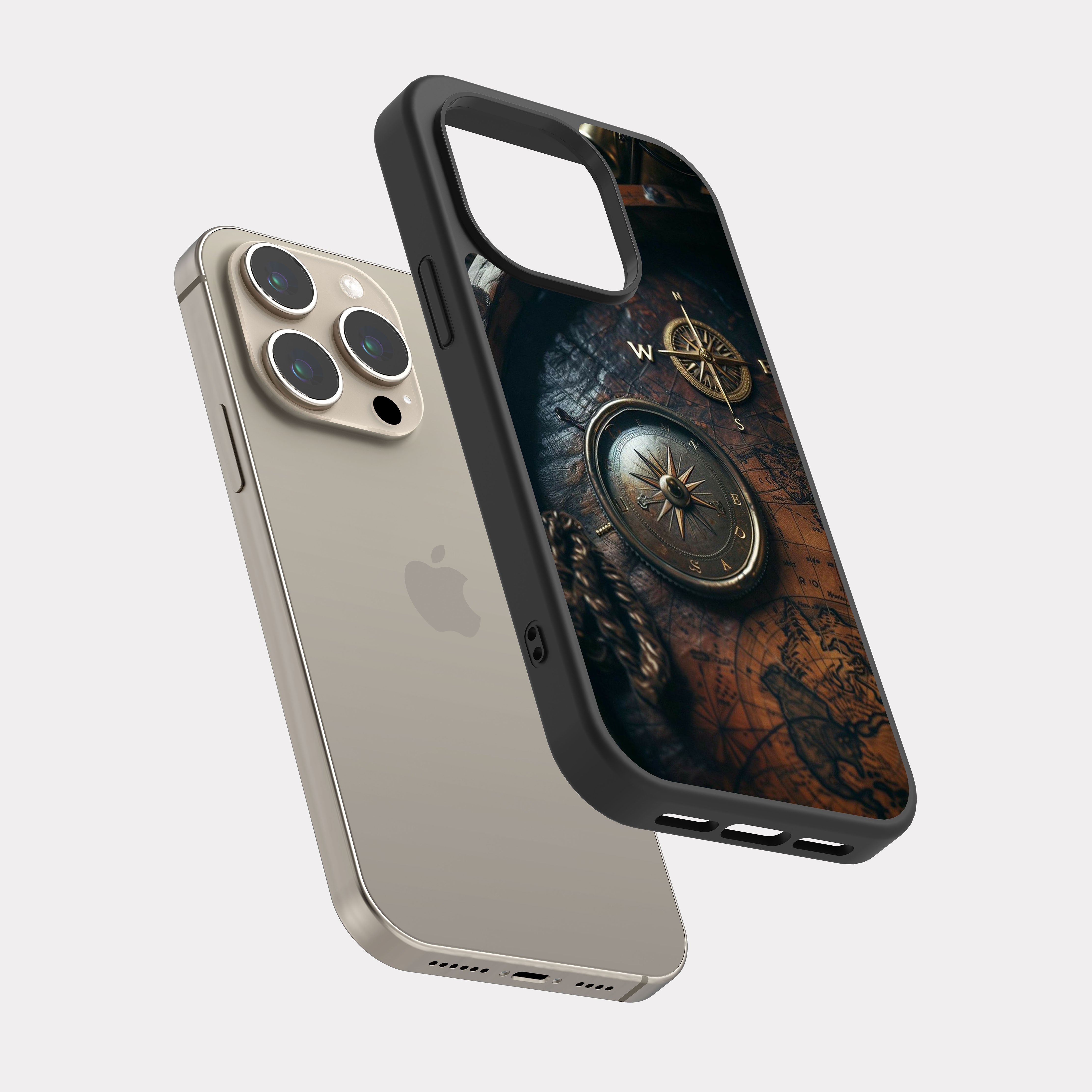 iPhone 15 Pro case cover Map And Compass Beige