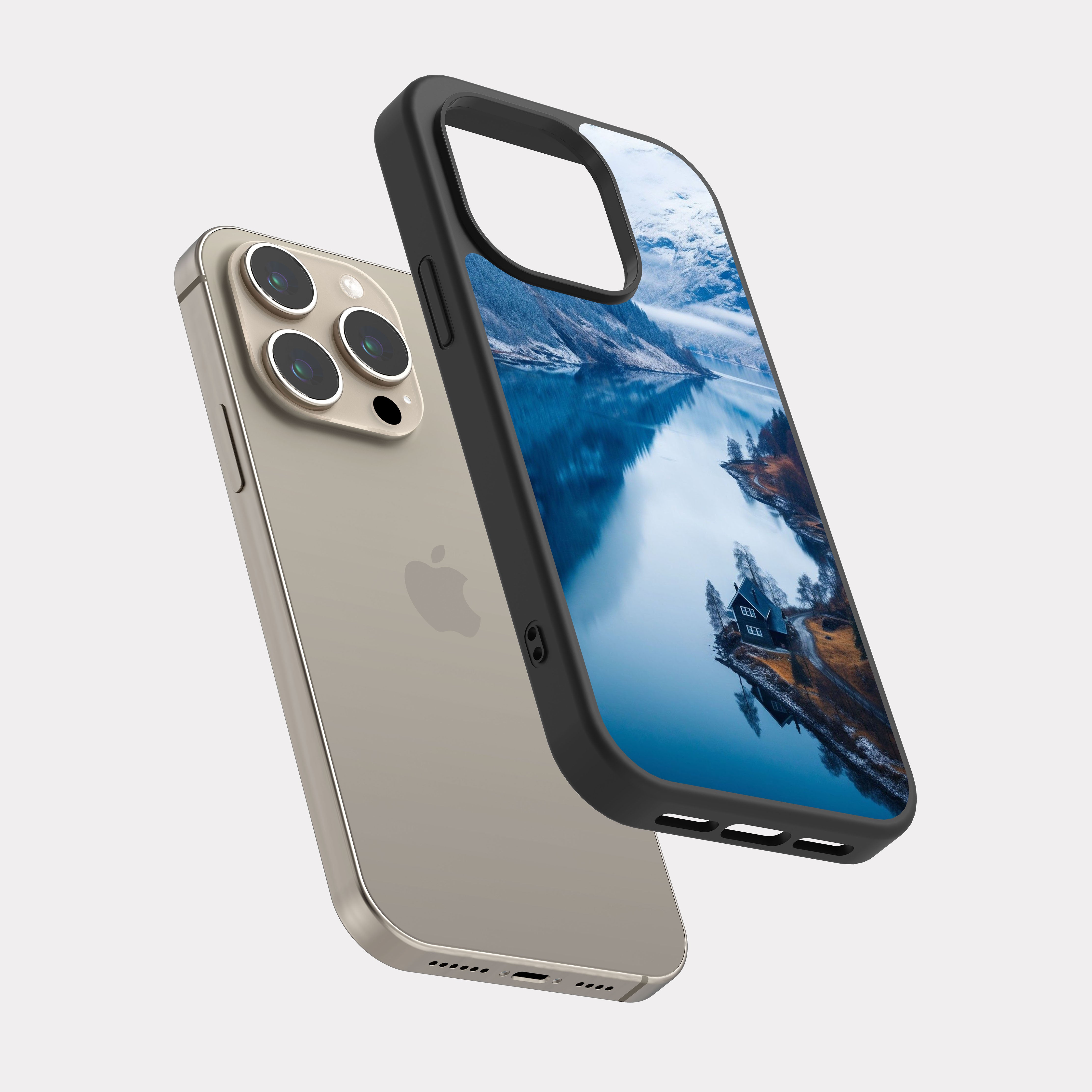 iPhone 15 Pro case cover River And Mountains Cyan