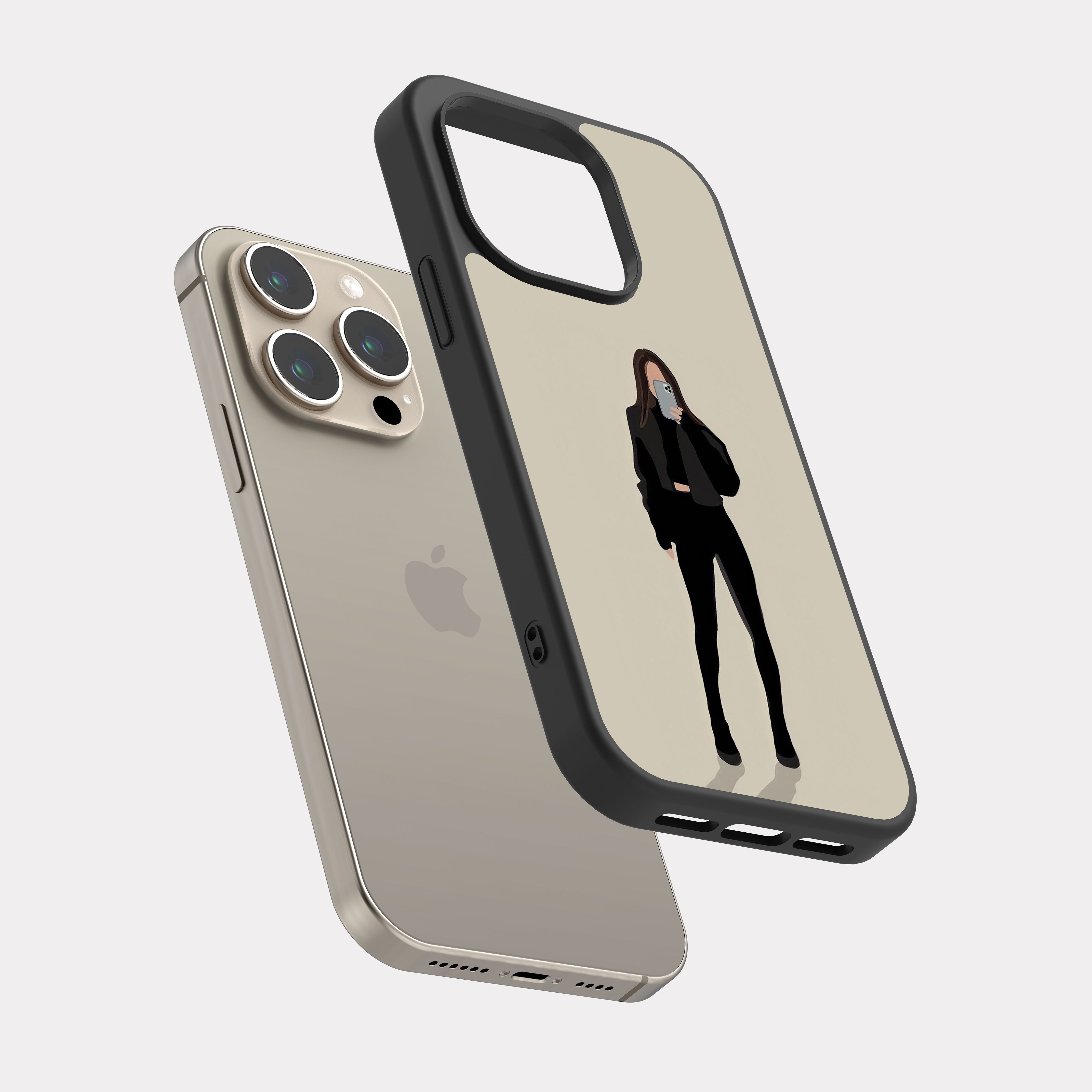 iPhone 15 Pro case cover Attractive Beige Black