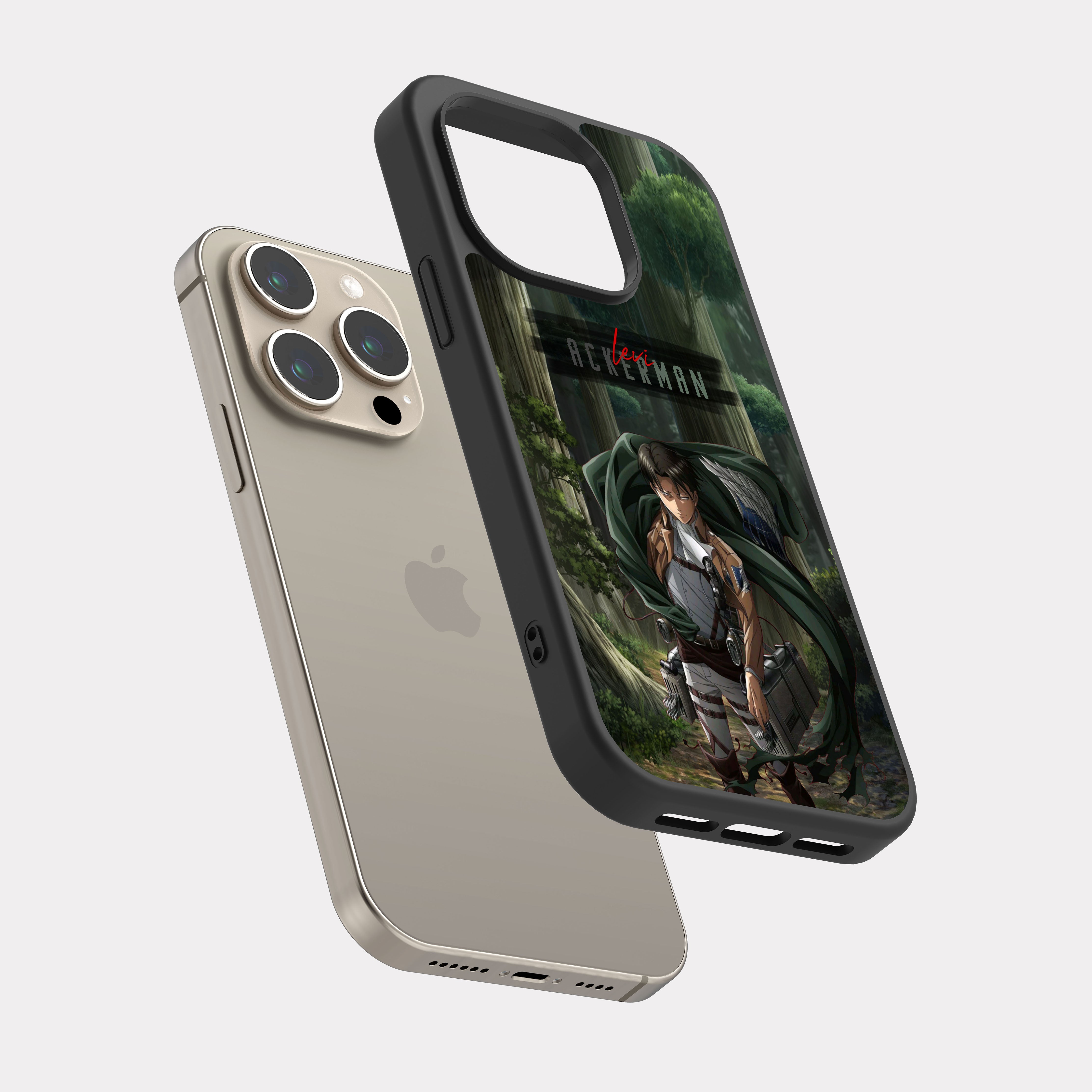 iPhone 15 Pro case cover Levi Ackerman Attack on Titan Green