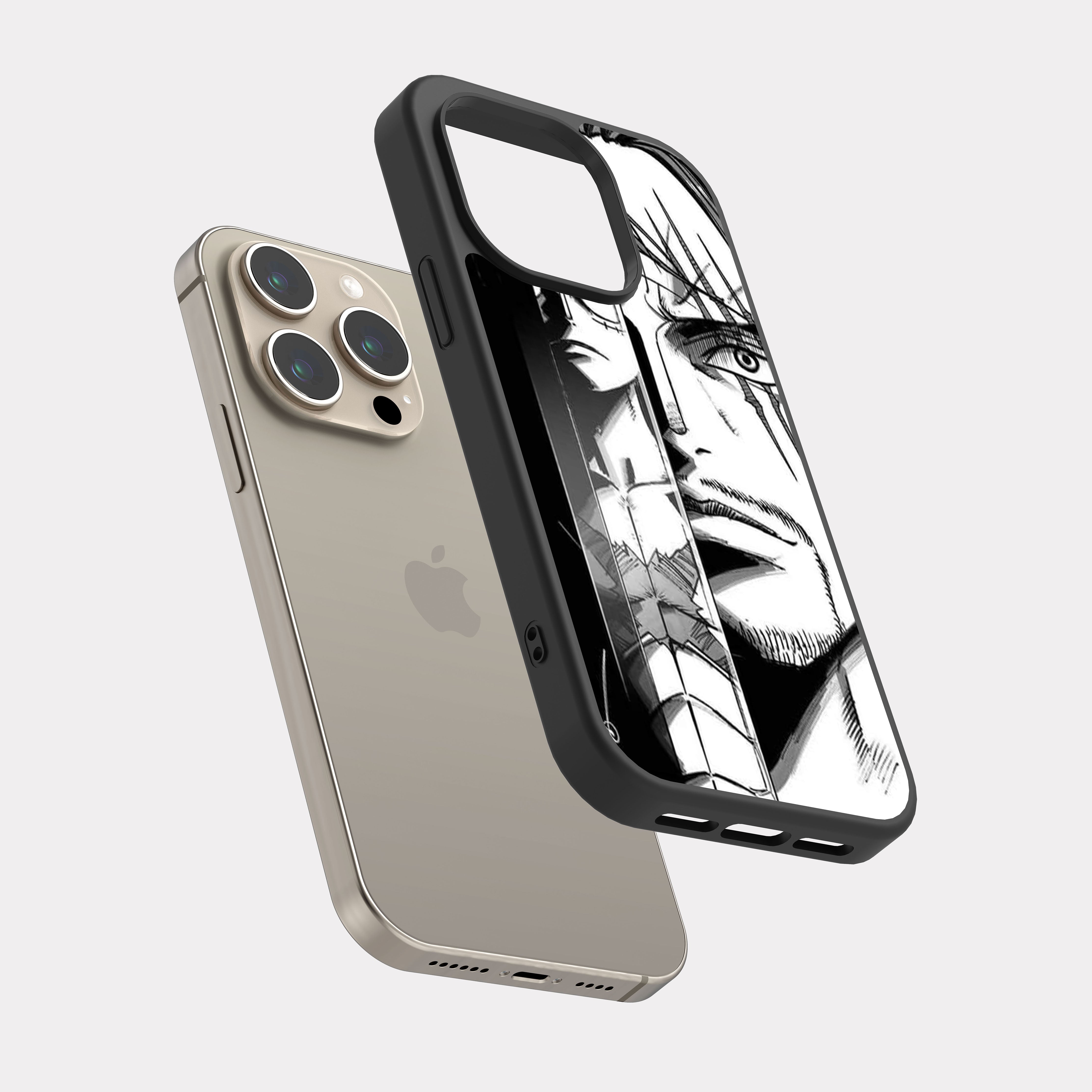 iPhone 15 Pro case cover One Piece Luffy and Shanks Black
