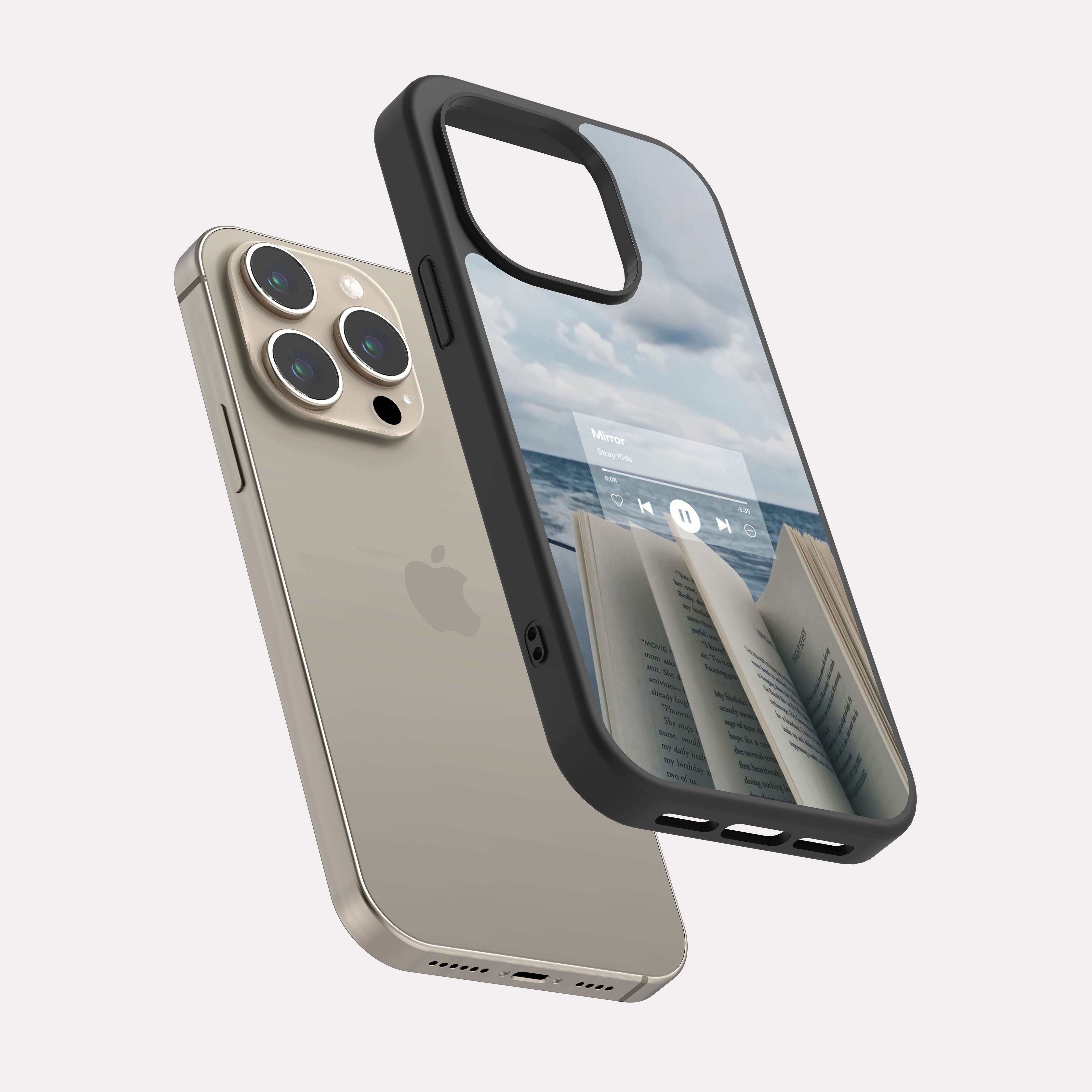 iPhone 15 Pro case cover Sea and Book White
