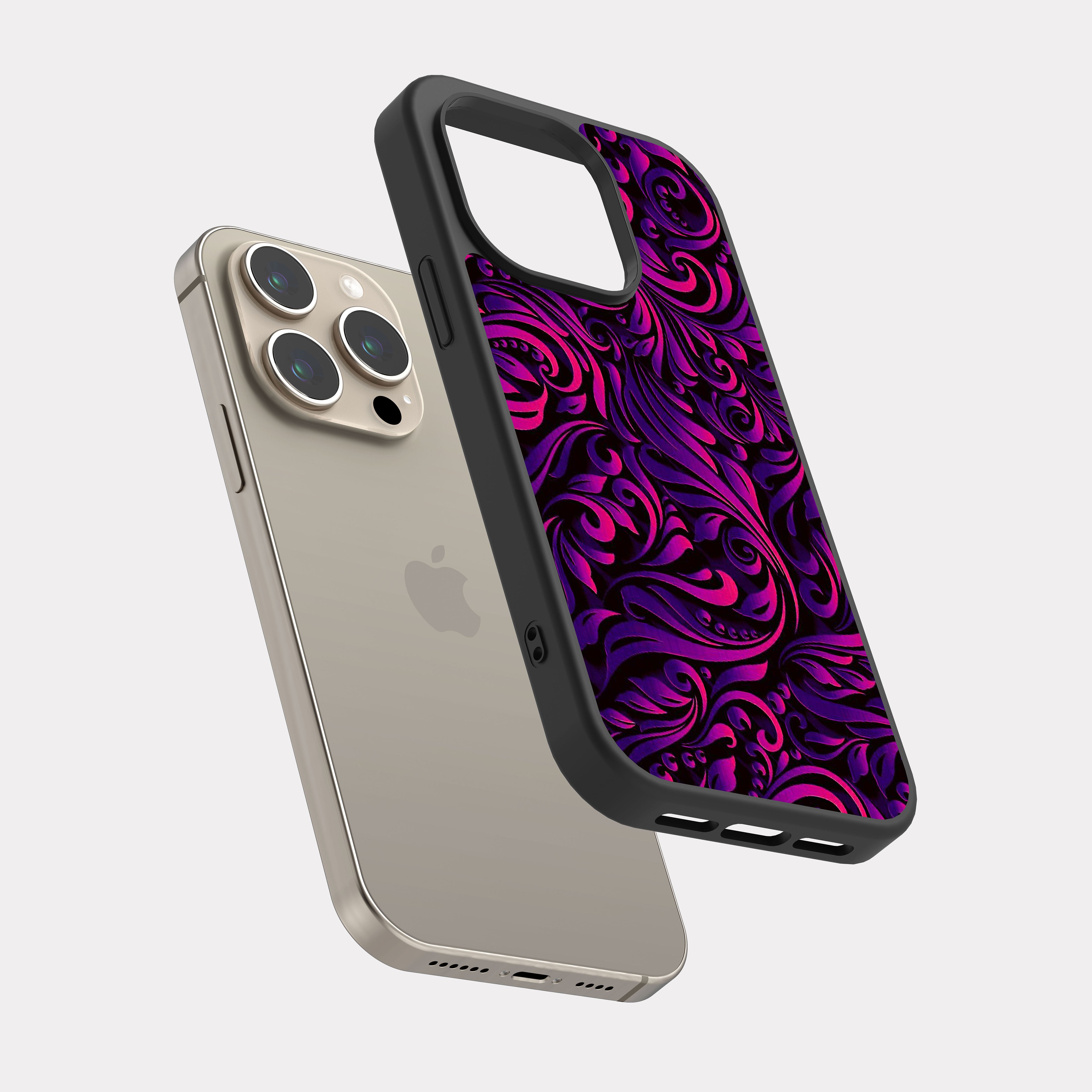 iPhone 15 Pro case cover Mandala Art Purple Pink