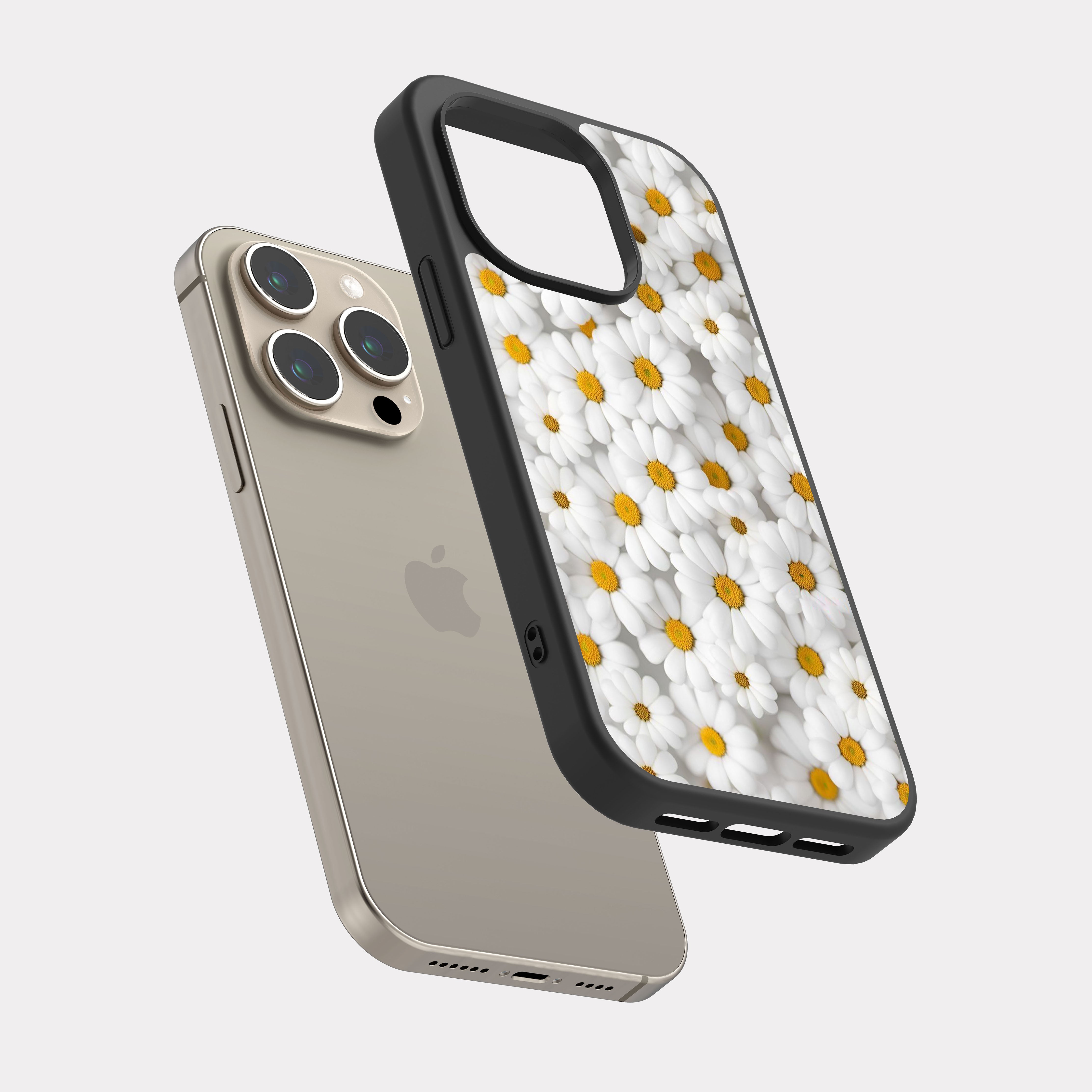 iPhone 15 Pro case cover Flowers White