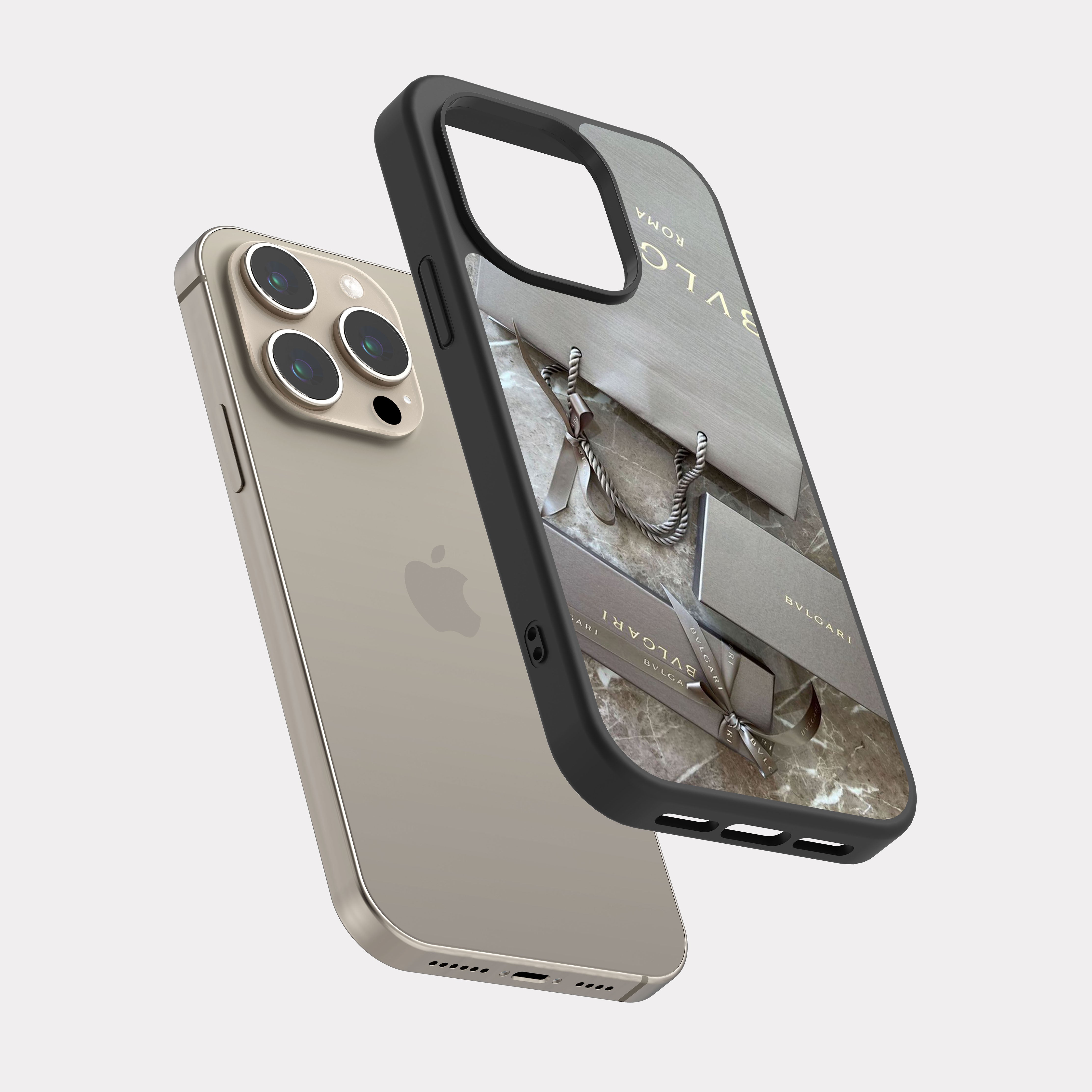 iPhone 15 Pro case cover Bulgari Grey