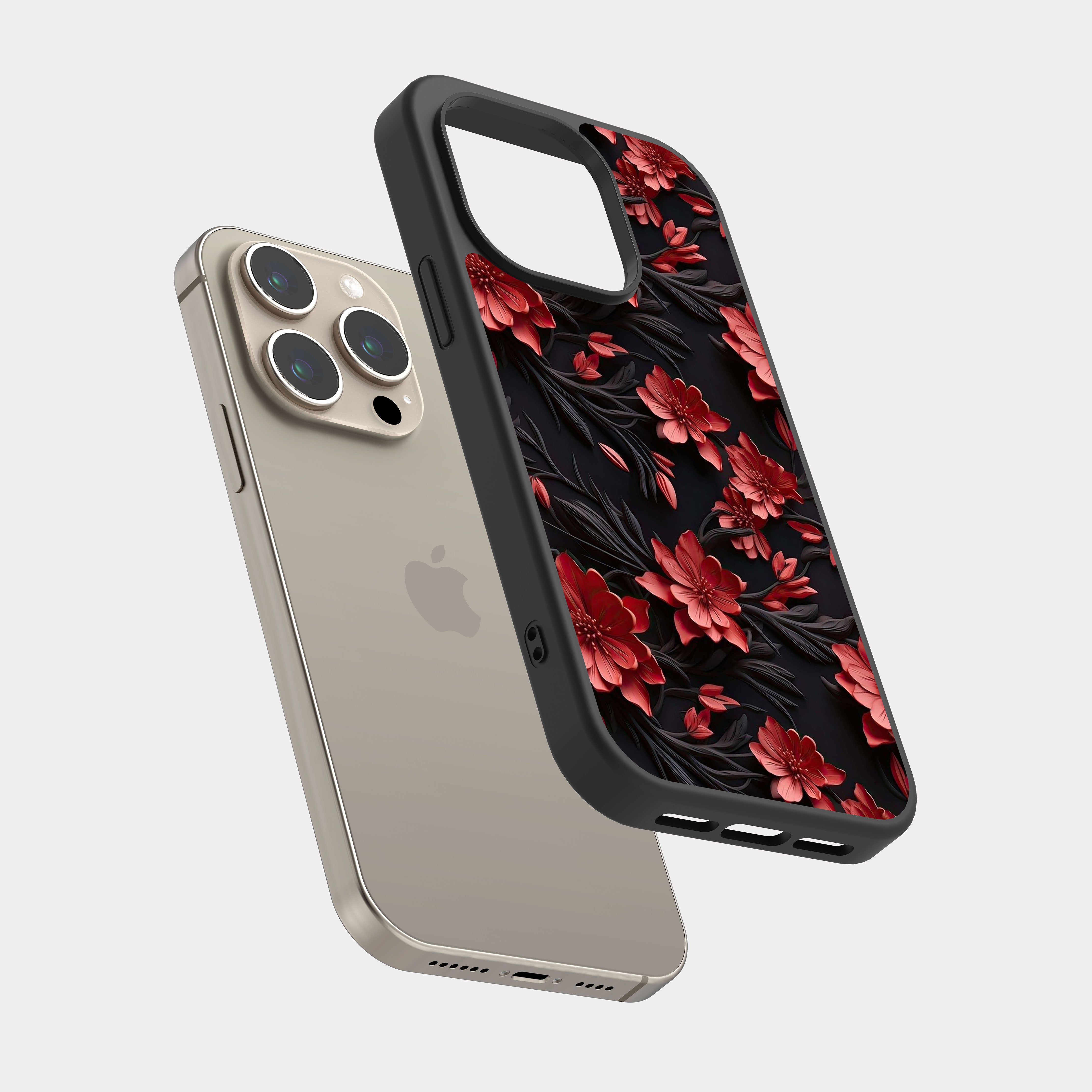 iPhone 15 Pro case cover Flowers Red