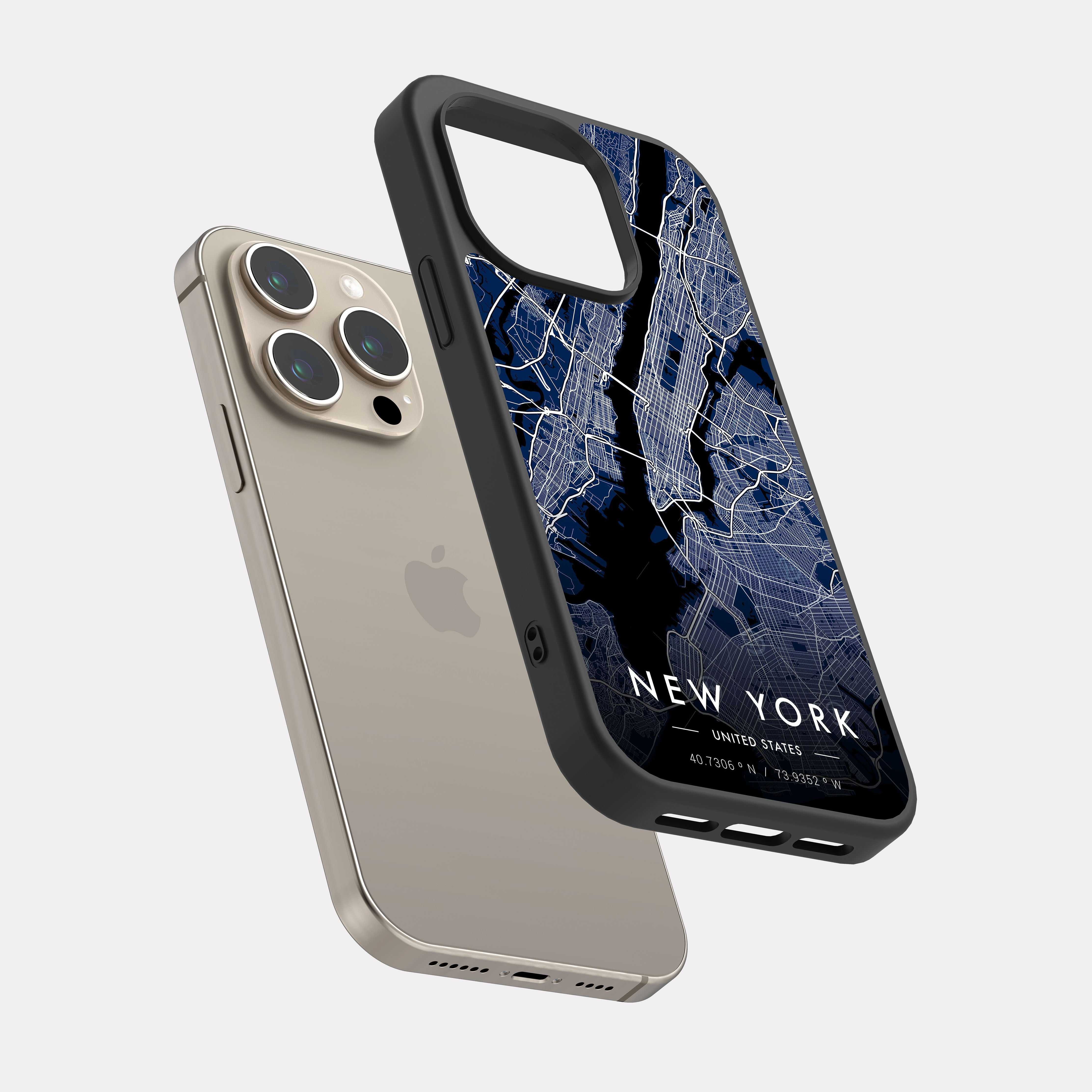 iPhone 15 Pro case cover New York City Map White