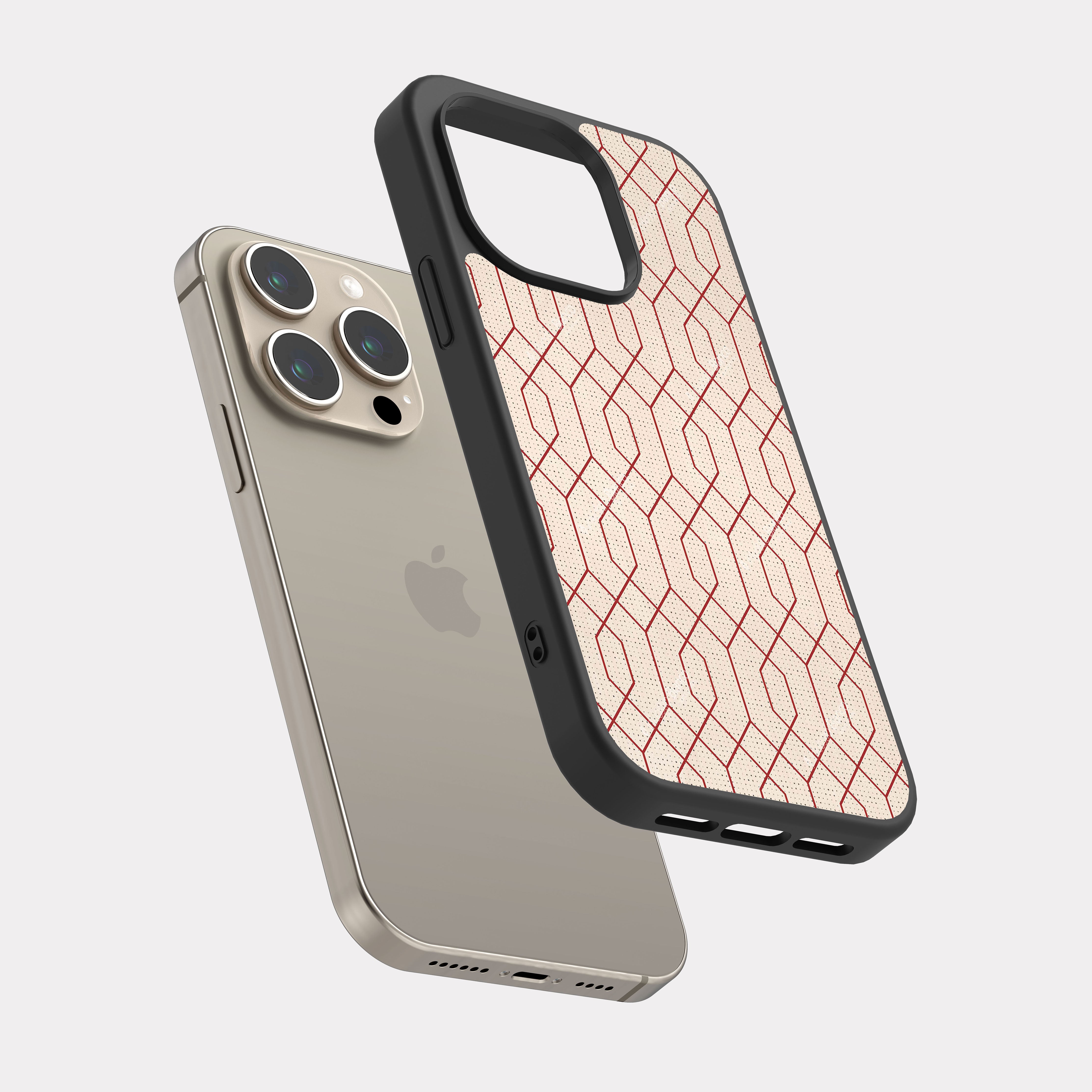iPhone 15 Pro case cover Vertical Pattern Red