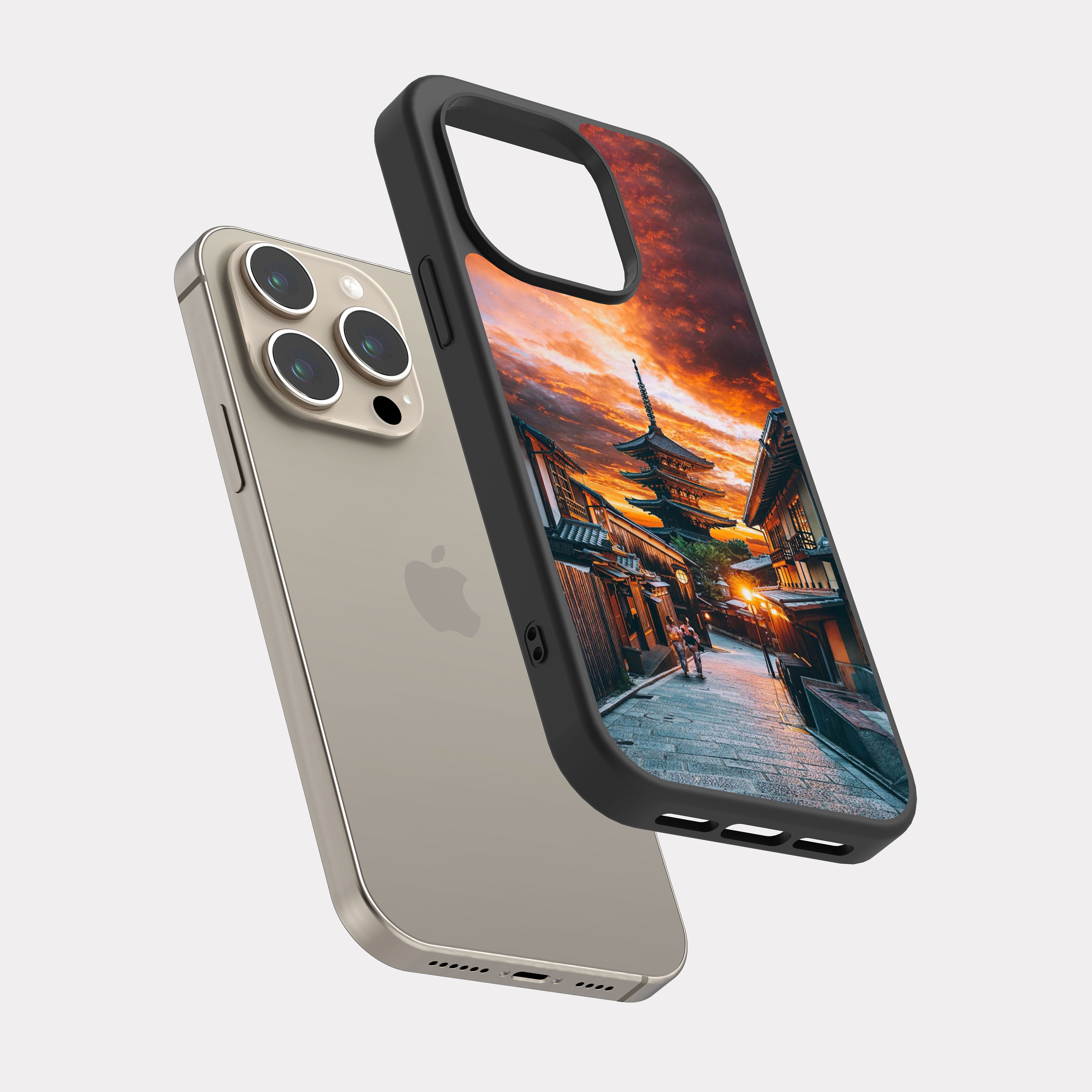 iPhone 15 Pro case cover Japanese Old Village Orange