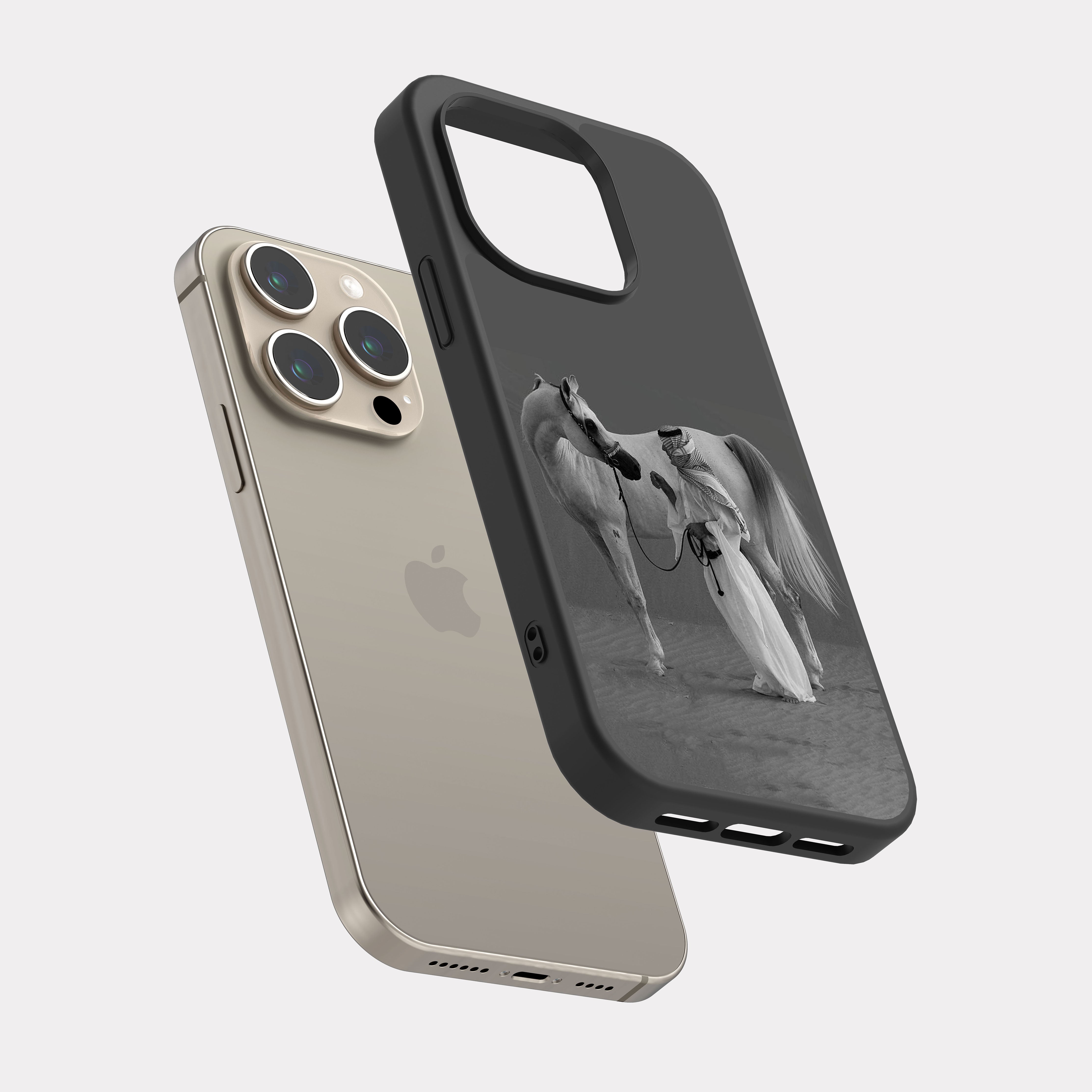 iPhone 15 Pro case cover Horse and horseman Grey