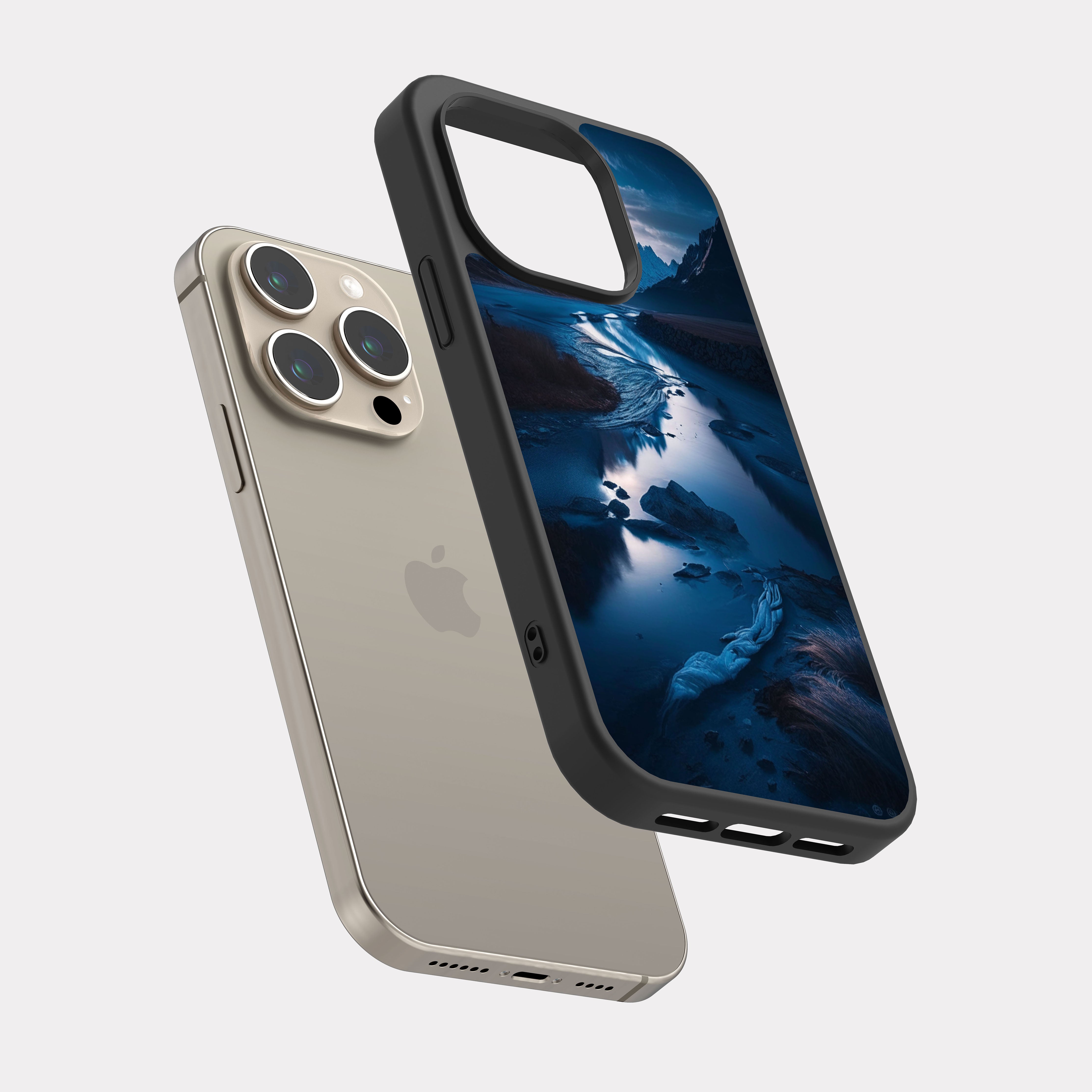iPhone 15 Pro case cover Mountains Lake  Brown