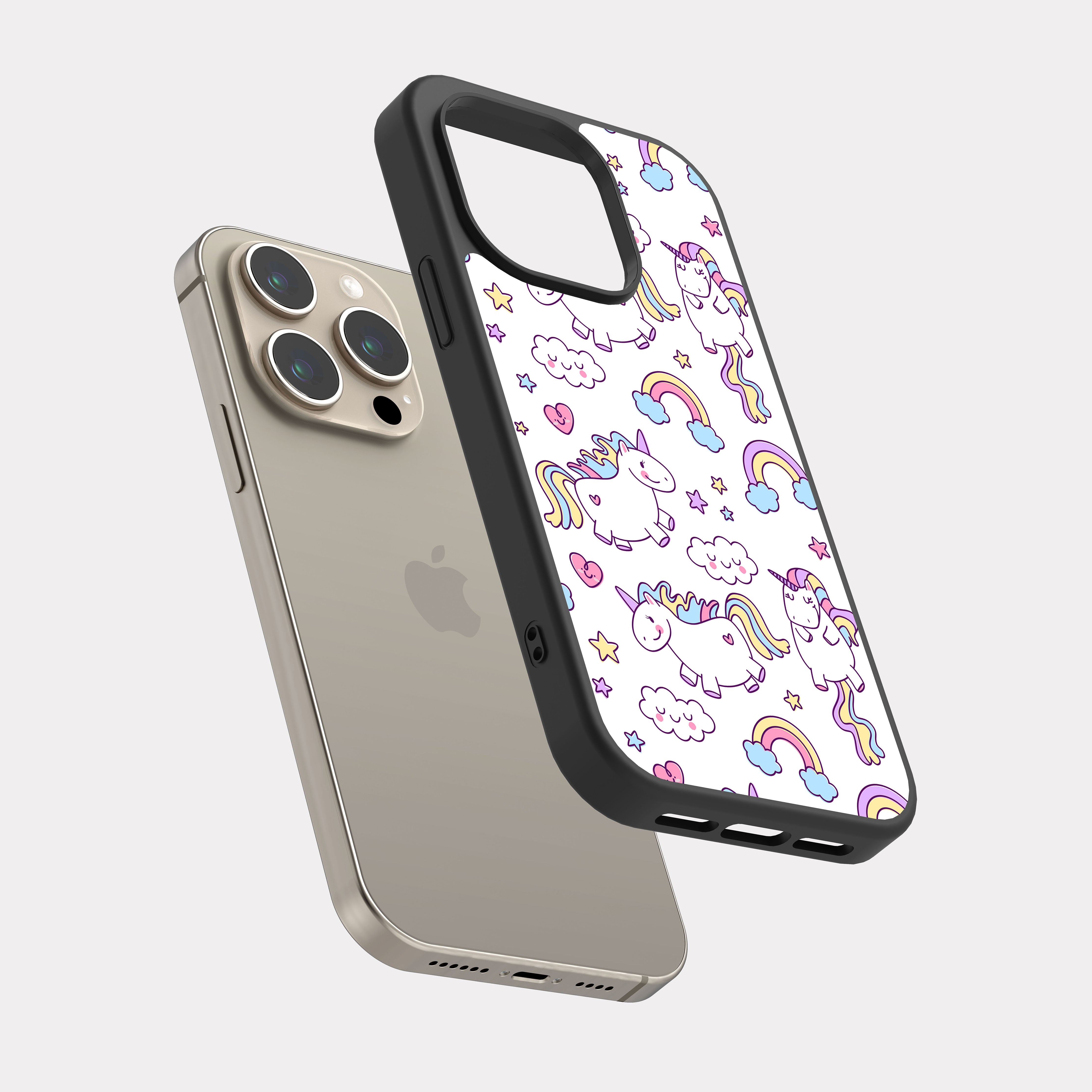 iPhone 15 Pro case cover Rainbow Unicorn