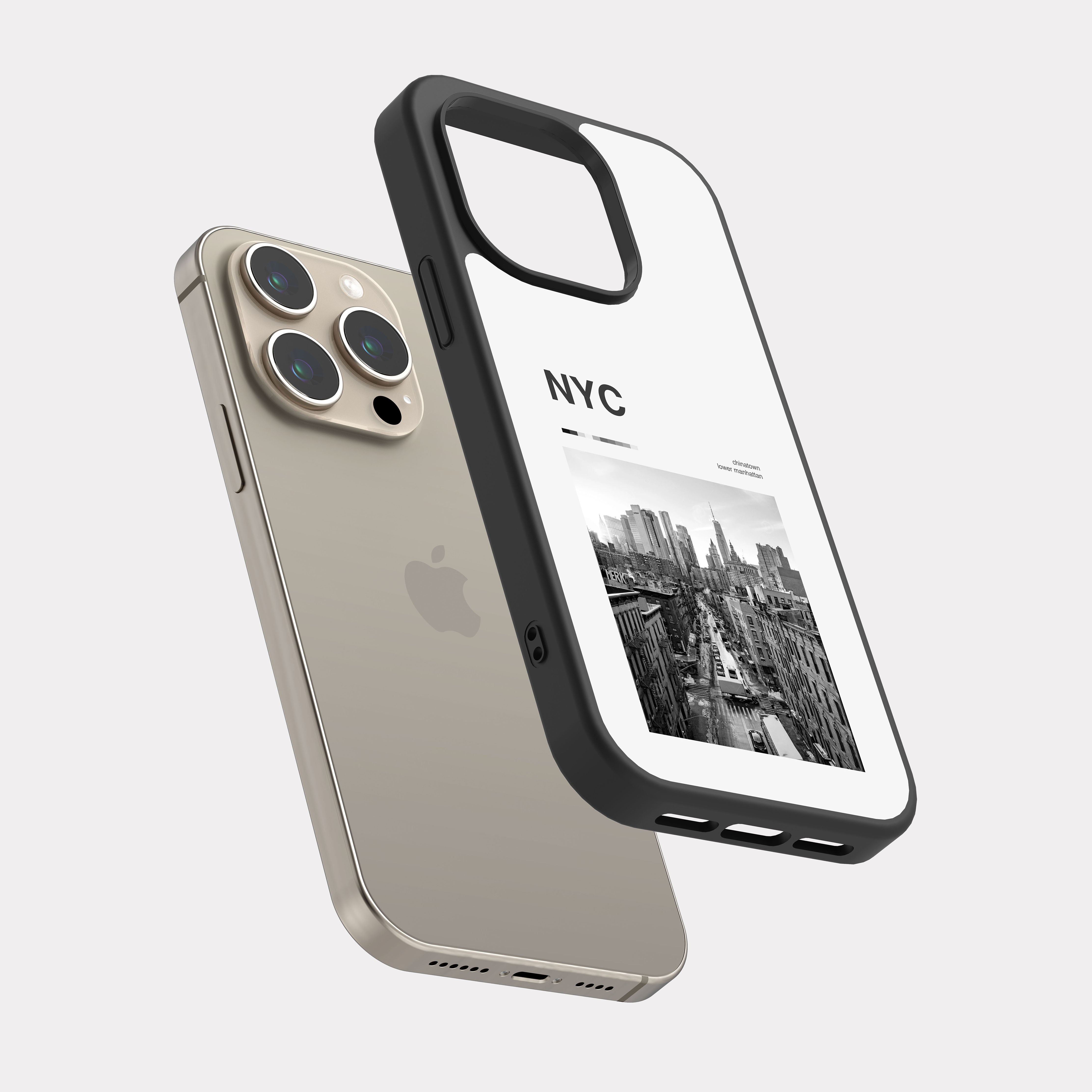 iPhone 15 Pro case cover New York Cityscapes Grey