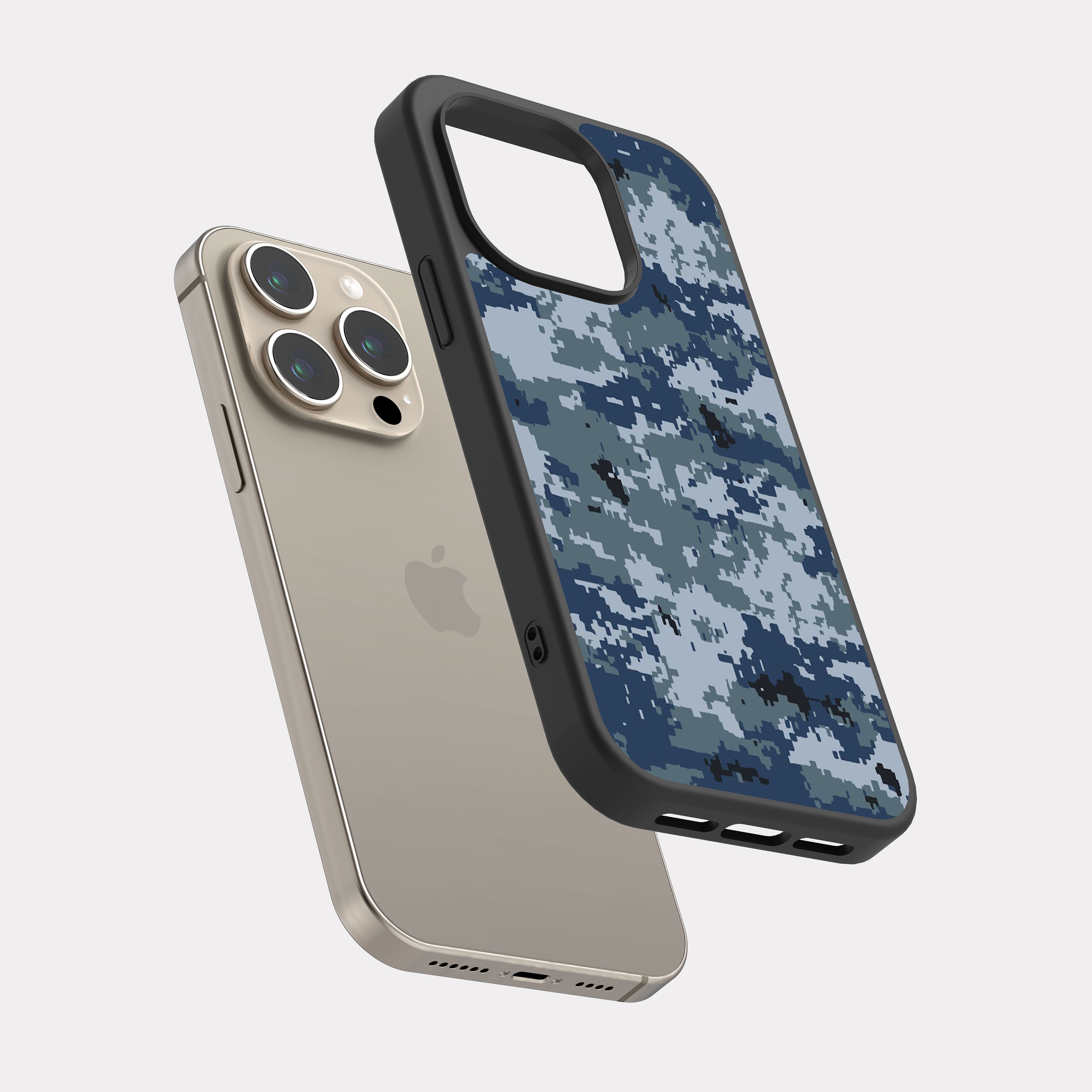 iPhone 15 Pro case cover Military Camo Blue