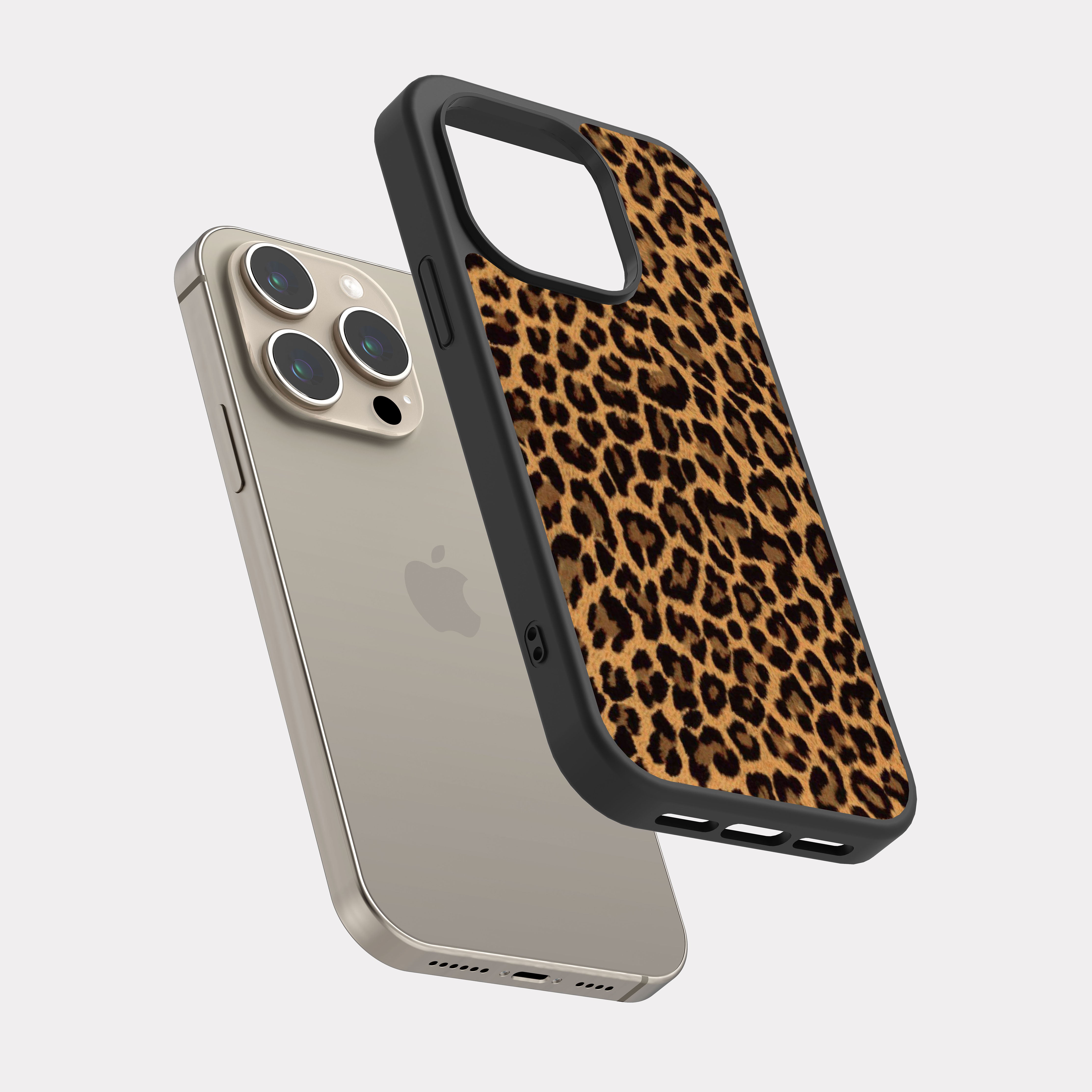 iPhone 15 Pro case cover Leopard print Gold