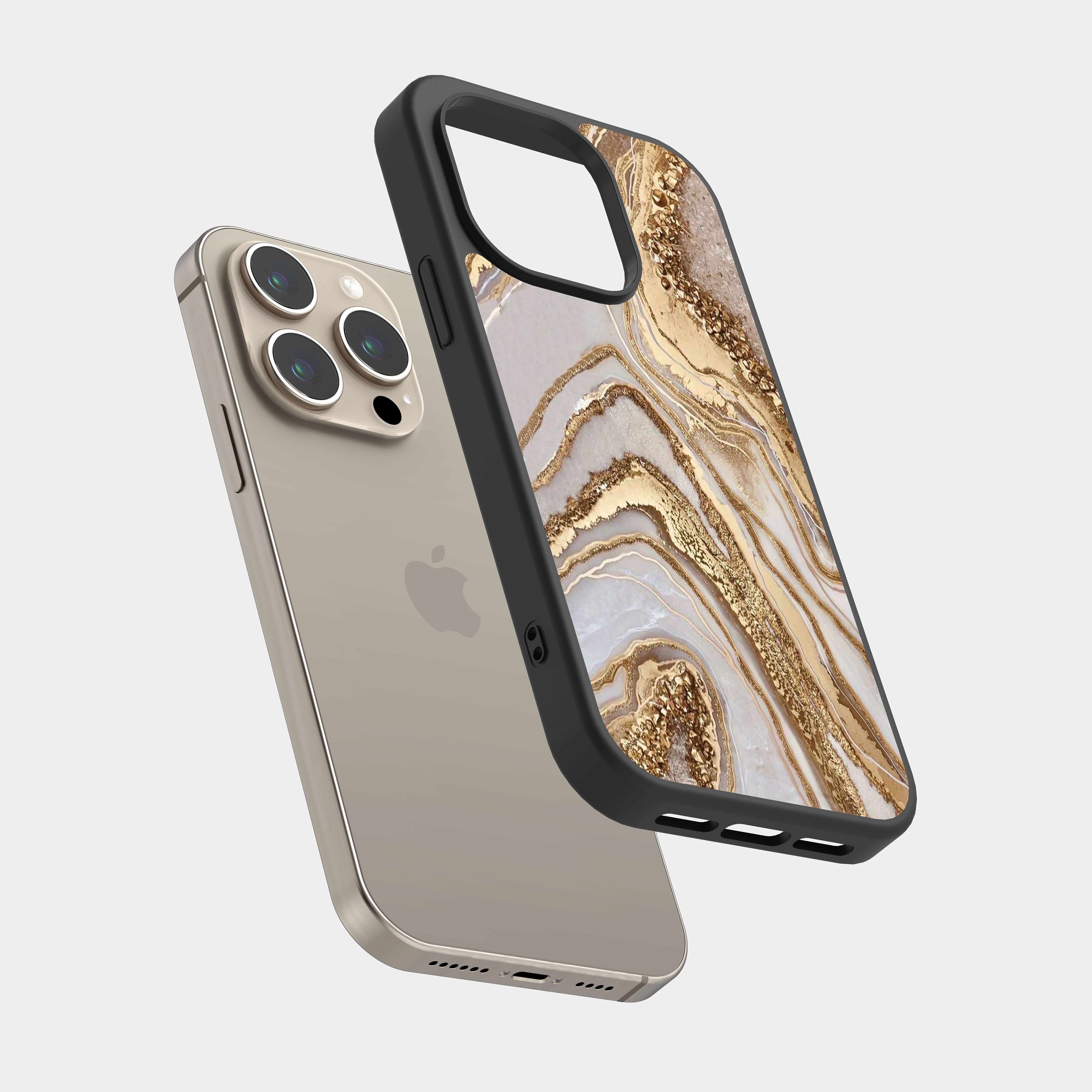 iPhone 15 Pro case cover Golden Marble Beige