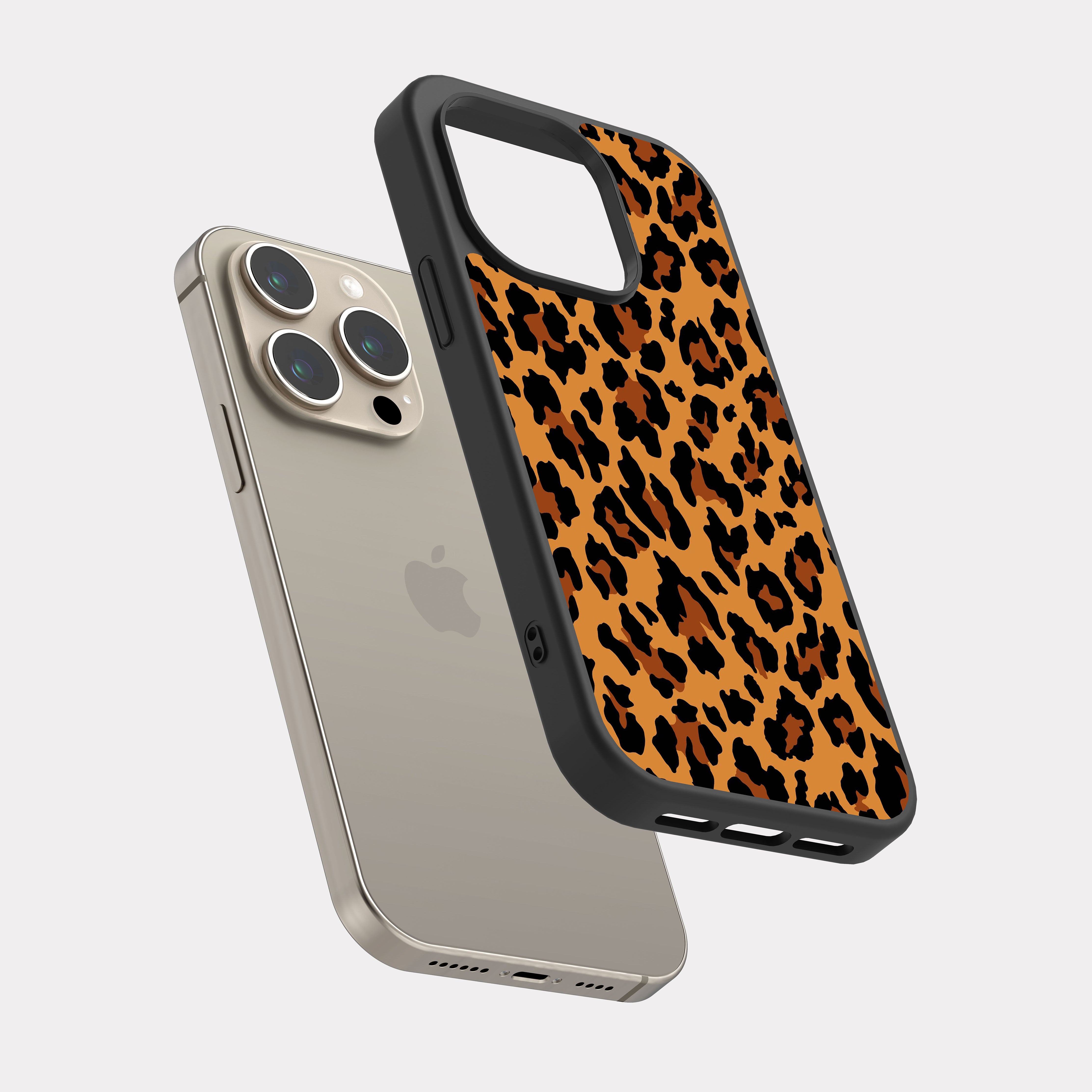 iPhone 15 Pro case cover Leopard print Orange
