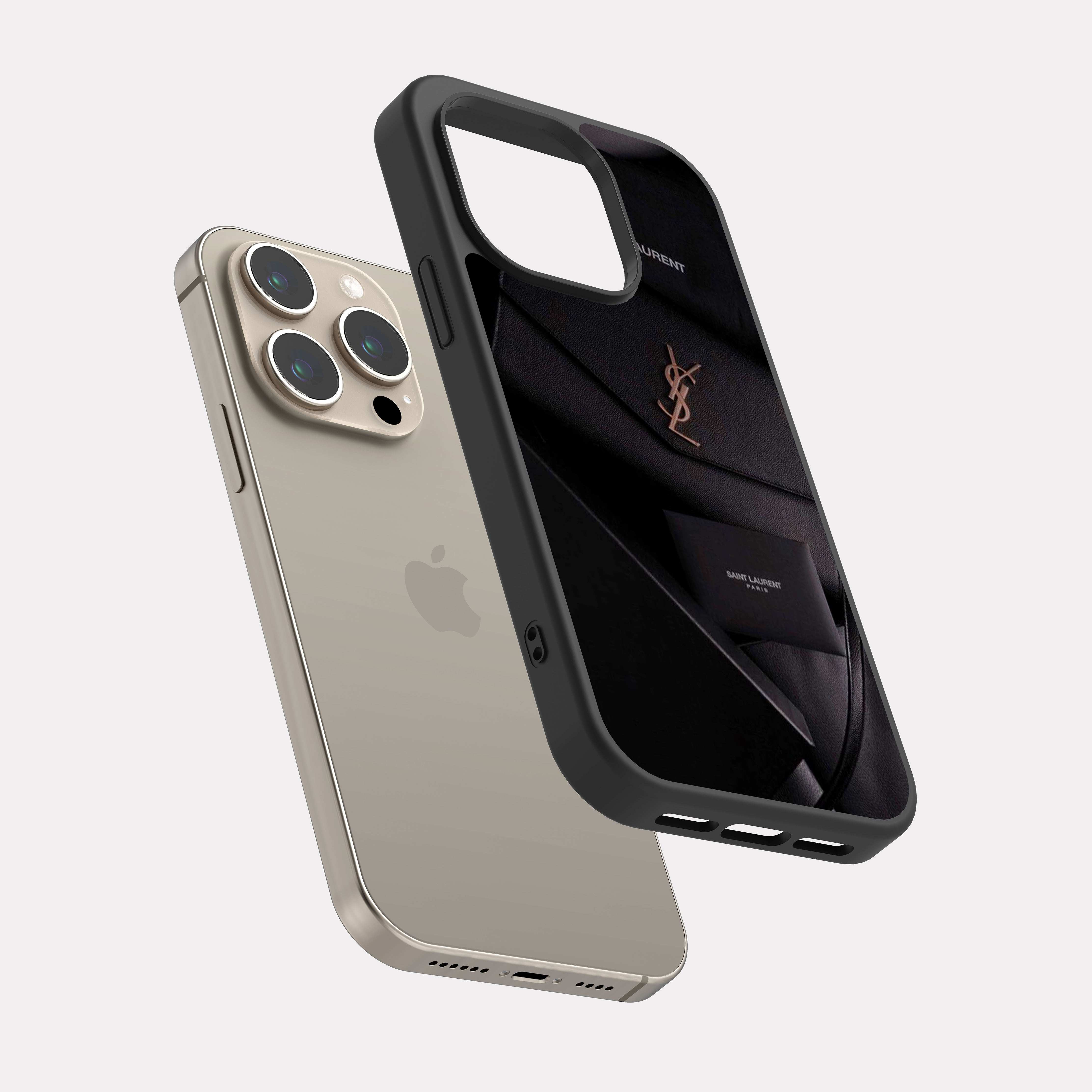 iPhone 15 Pro case cover Gold Black Yves Saint Laurent