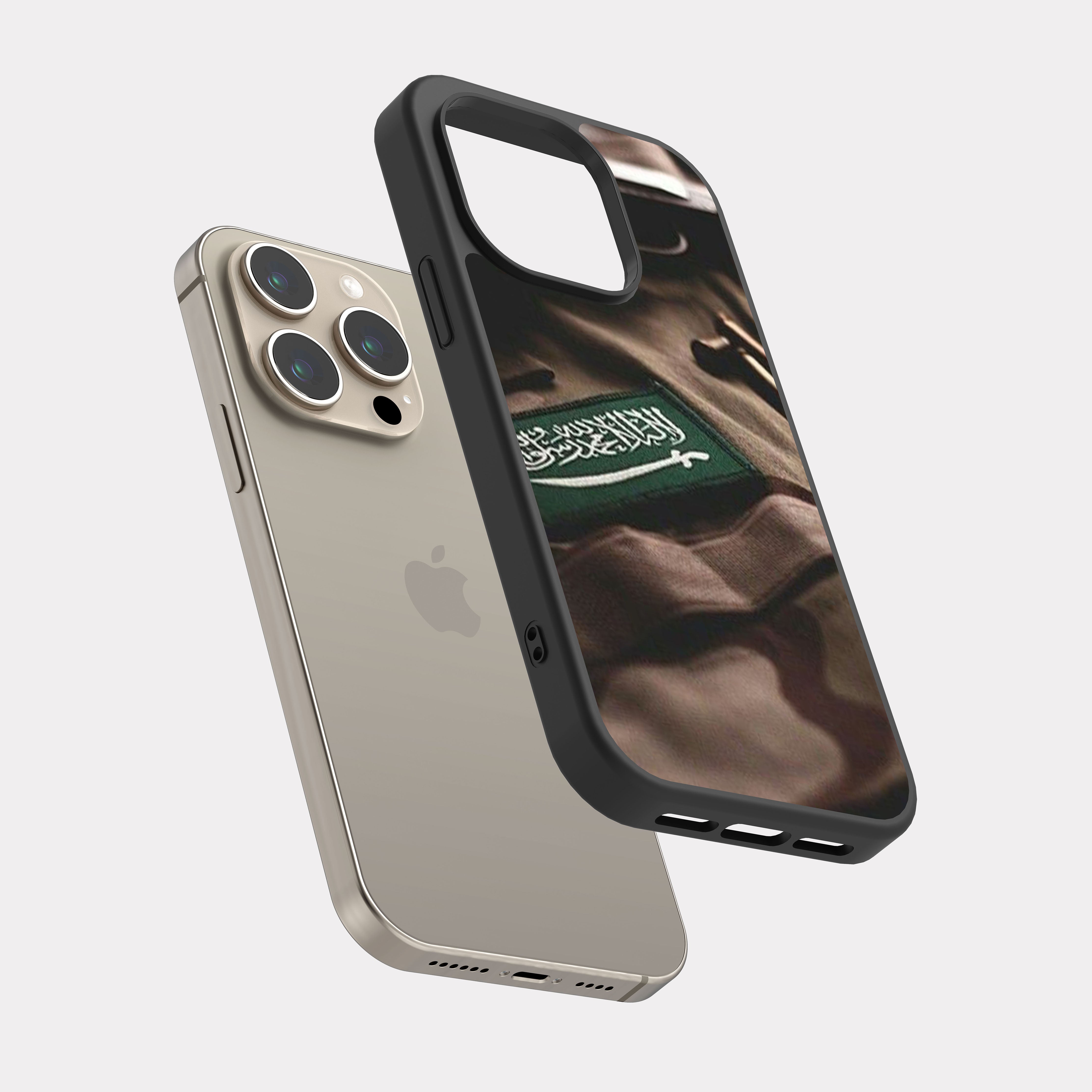 iPhone 15 Pro case cover Saudi Army Beige