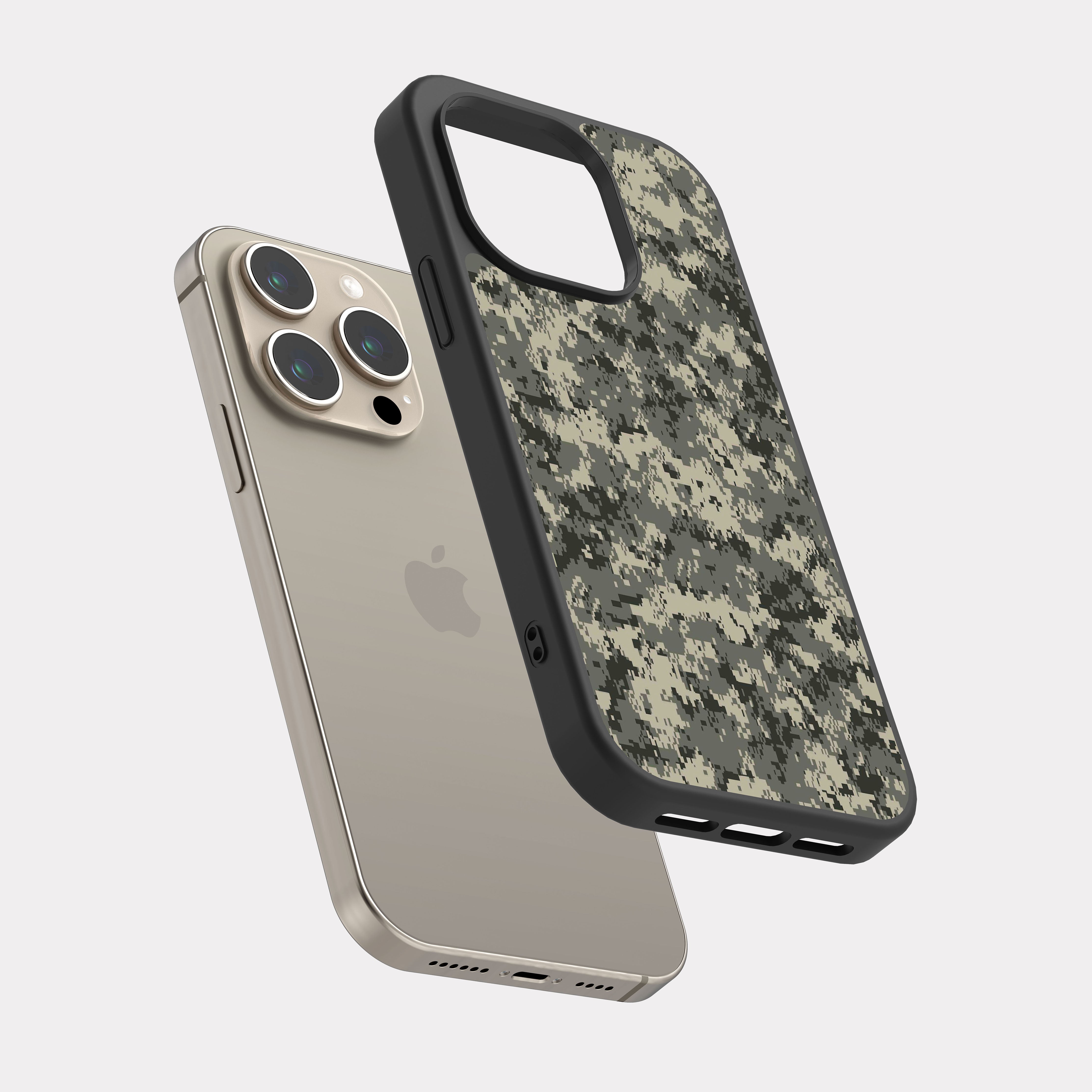 iPhone 15 Pro case cover Military Camo Beige Gray