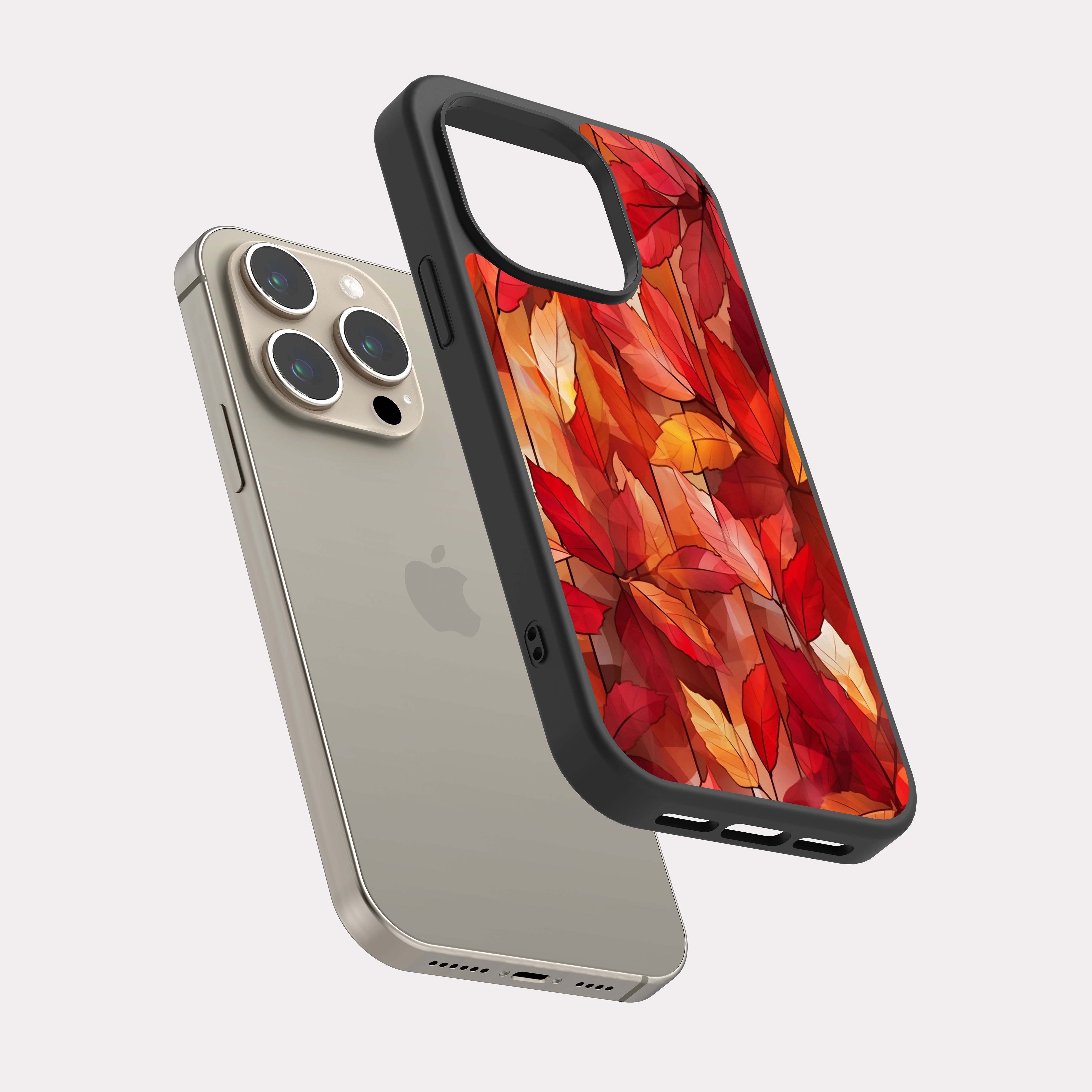 iPhone 15 Pro case cover Tree Leaves Orange