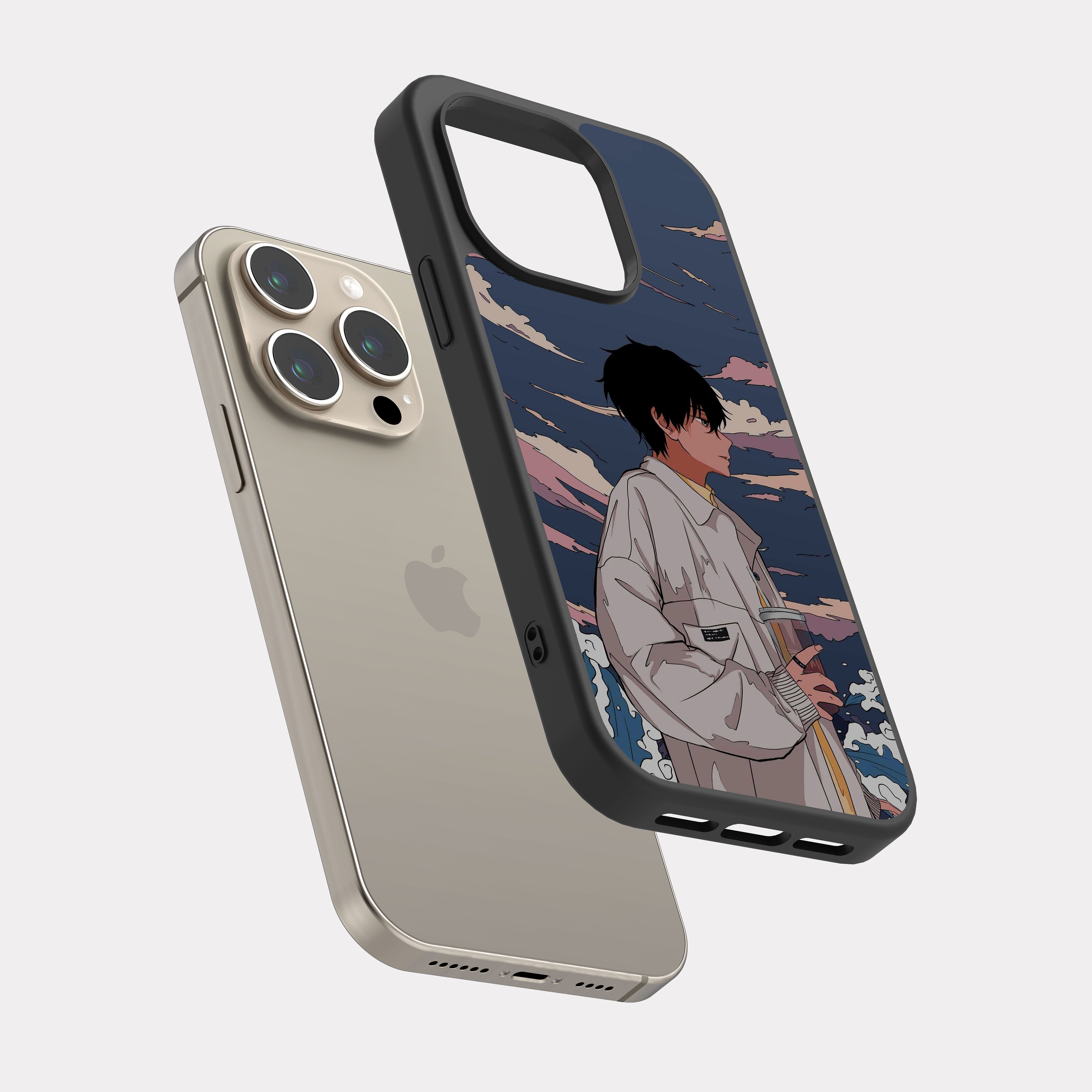 iPhone 15 Pro case cover Anime Character Grey