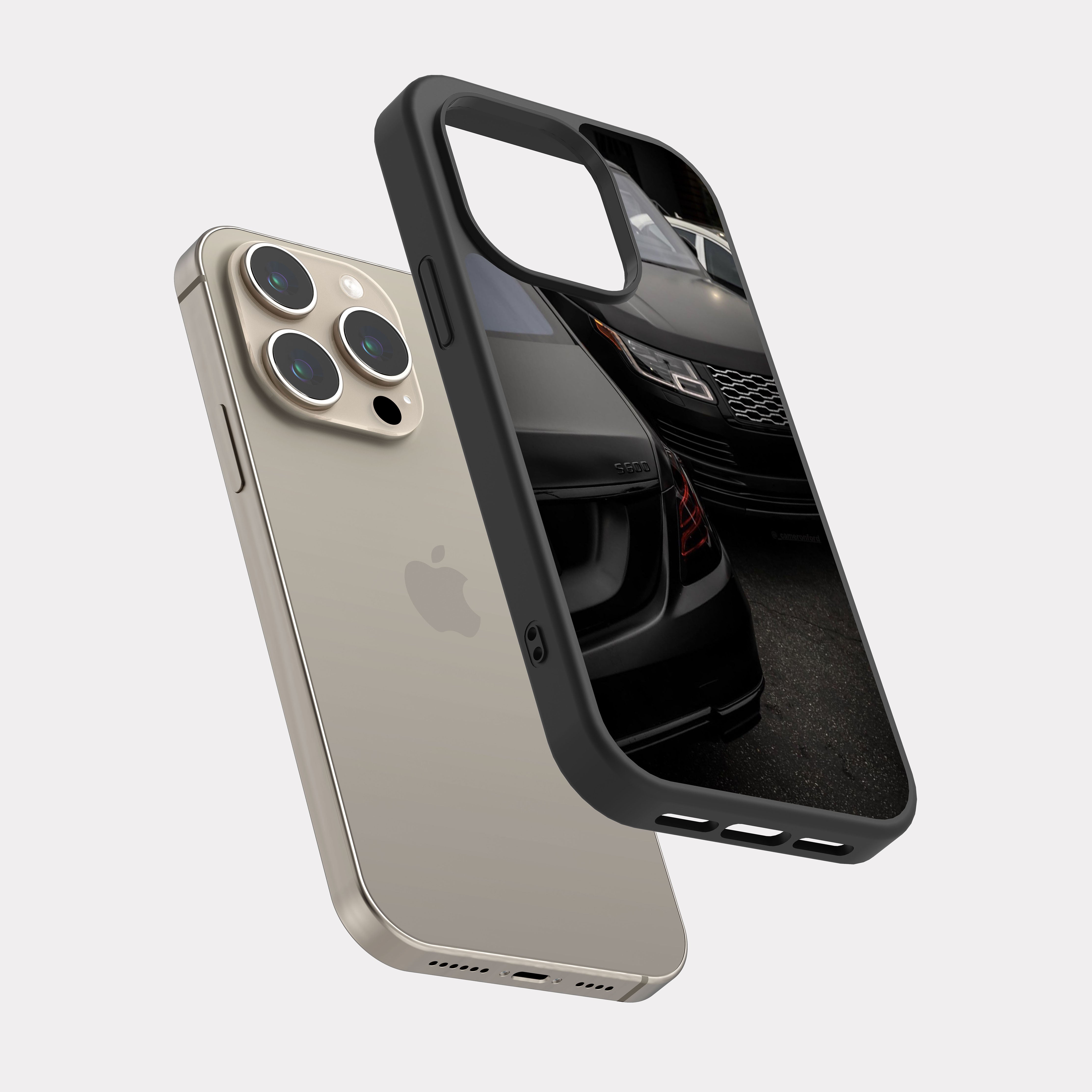iPhone 15 Pro case cover Rang Rover and Mercedes Black