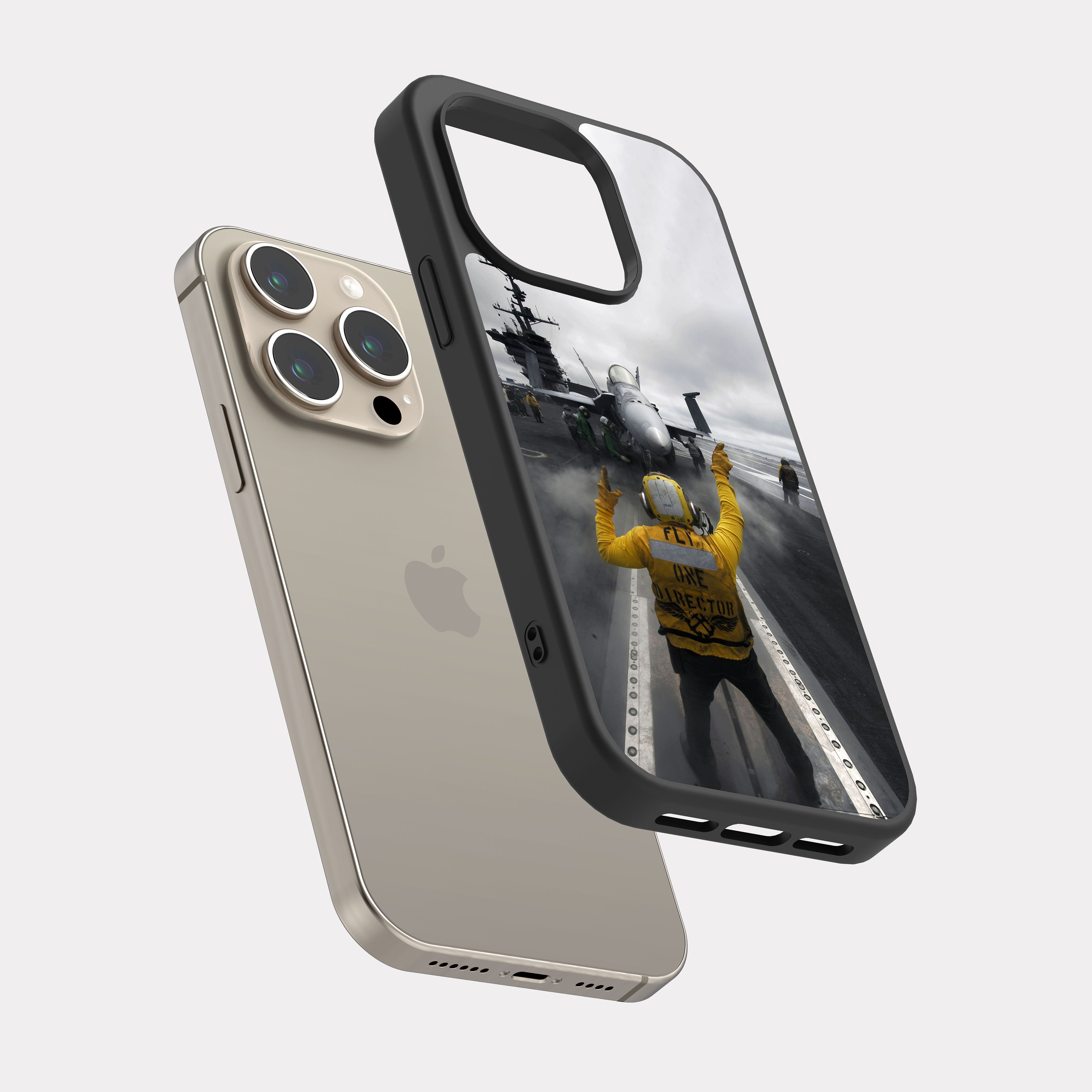 iPhone 15 Pro case cover Military Aircraft Carrier Yellow