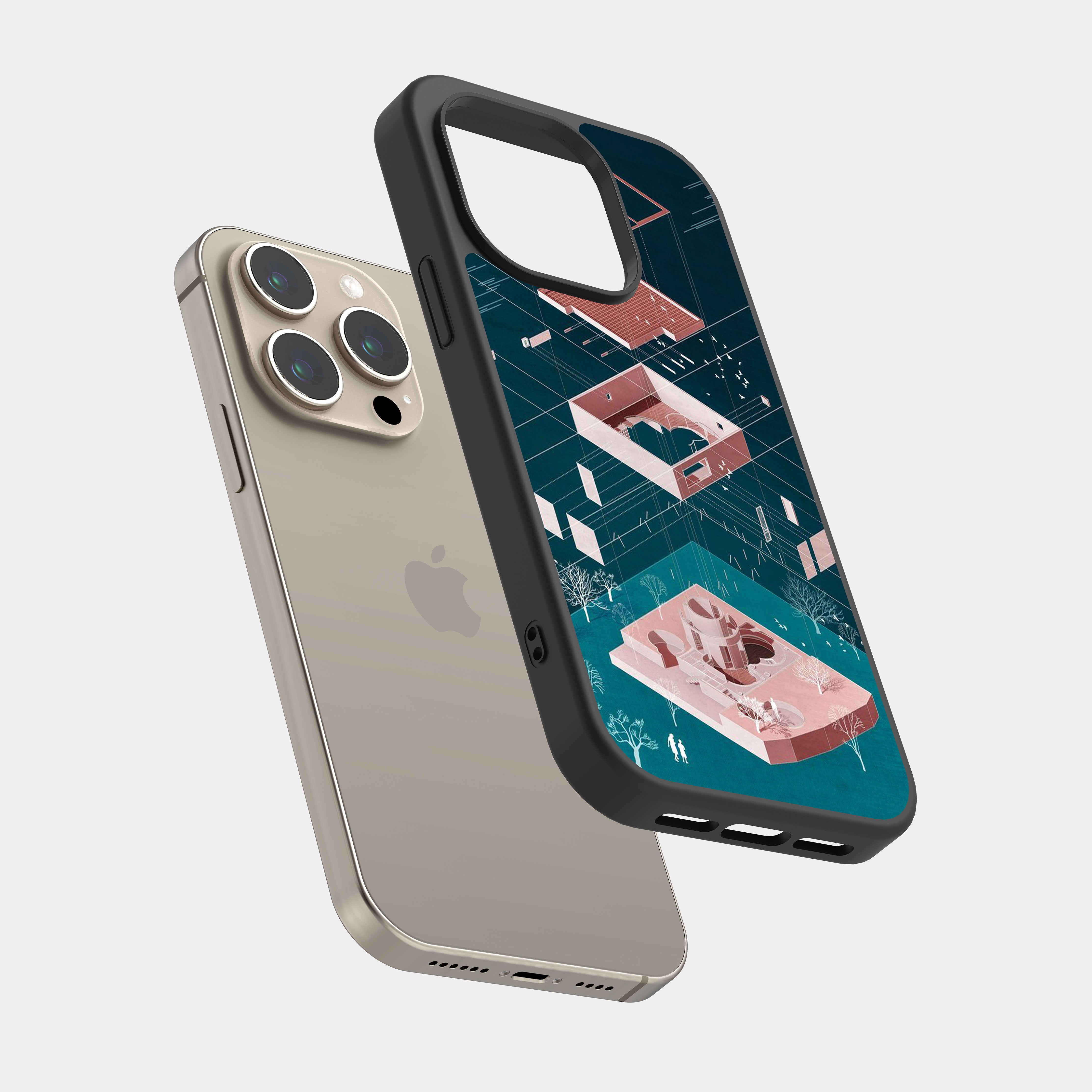 iPhone 15 Pro case cover Architectural Section Design Blue