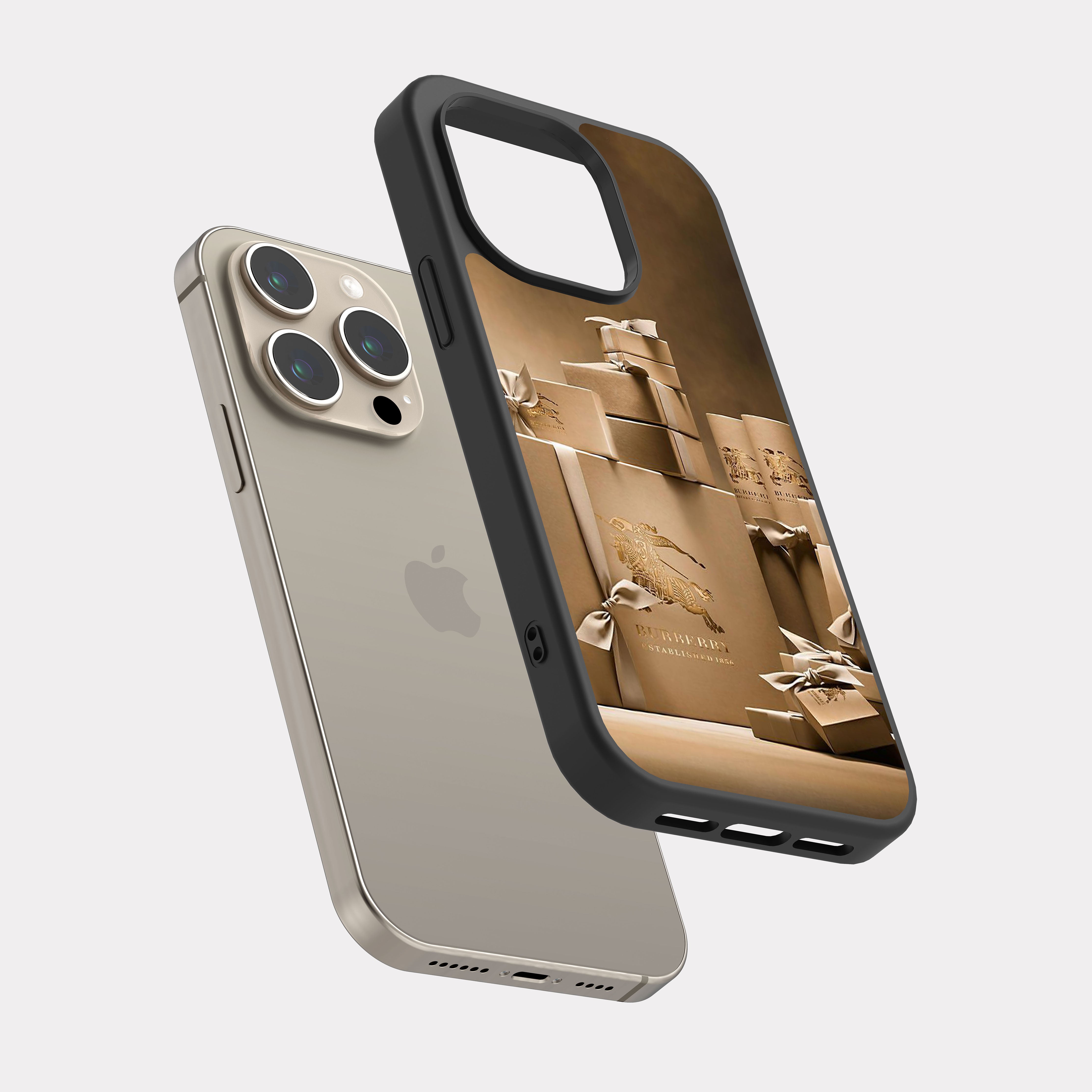 iPhone 15 Pro case cover Burberry Beige Gold