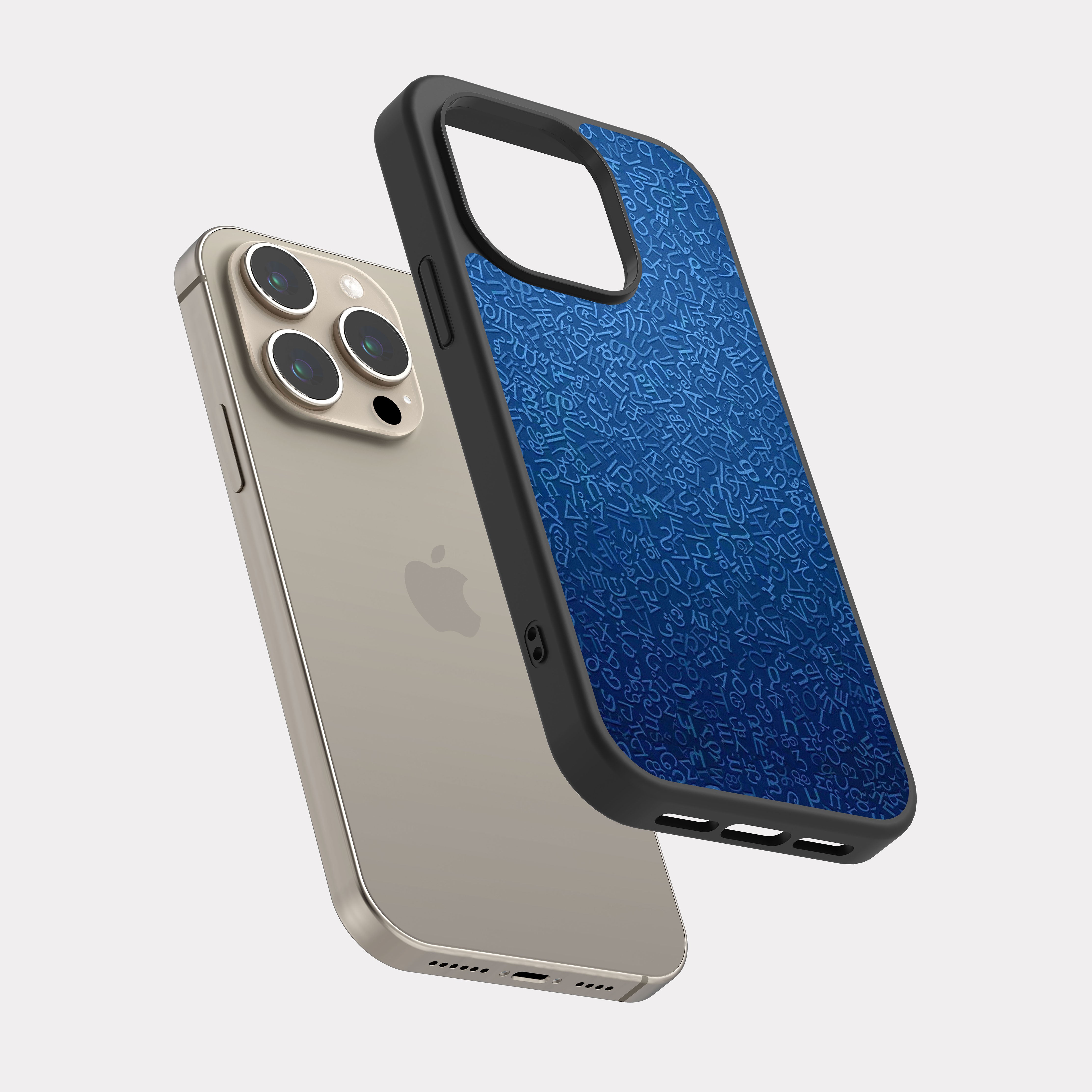 iPhone 15 Pro case cover Lettering Pattern Blue