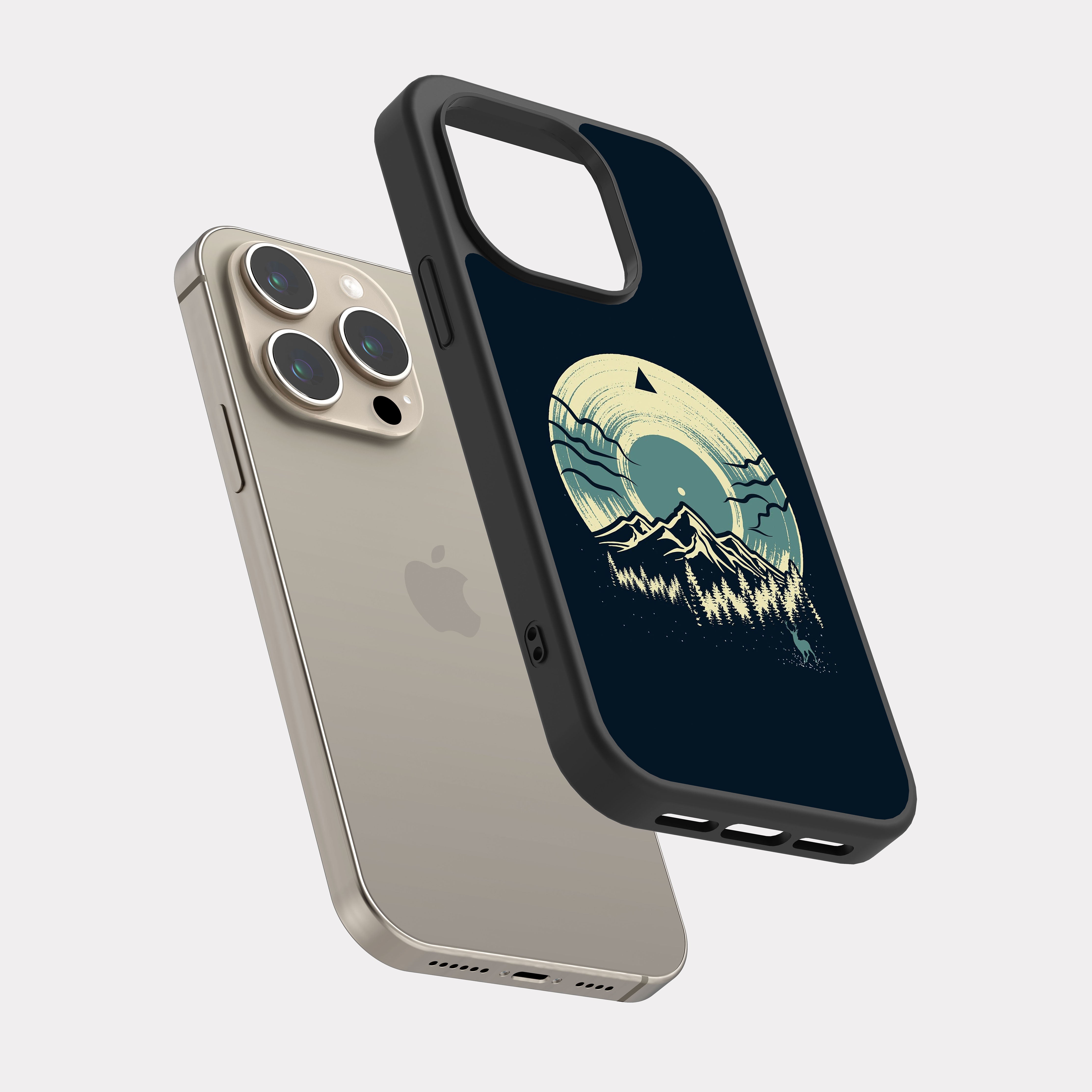 iPhone 15 Pro case cover Mountain and forest Blue