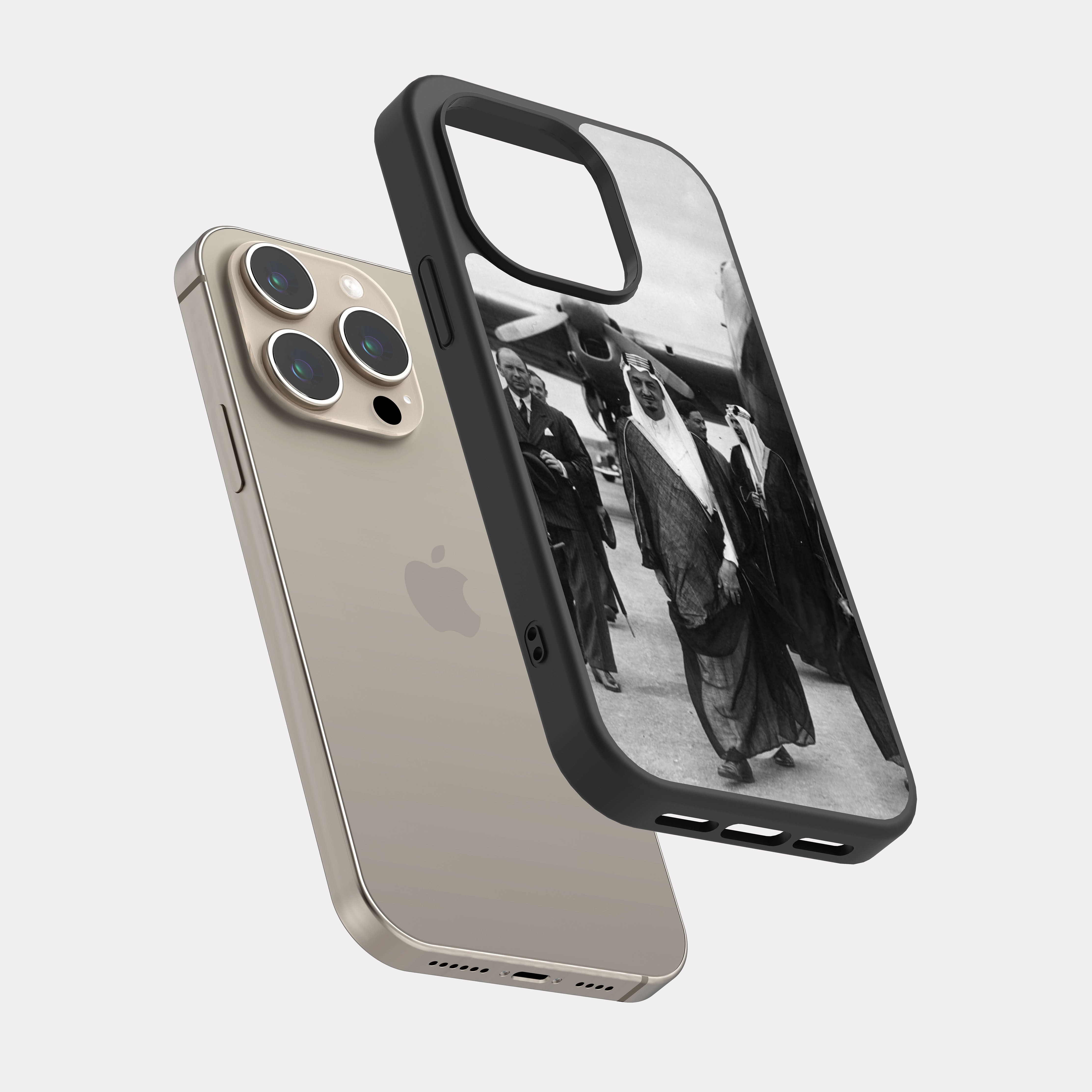iPhone 15 Pro case cover King Faisal bin Abdulaziz Black white