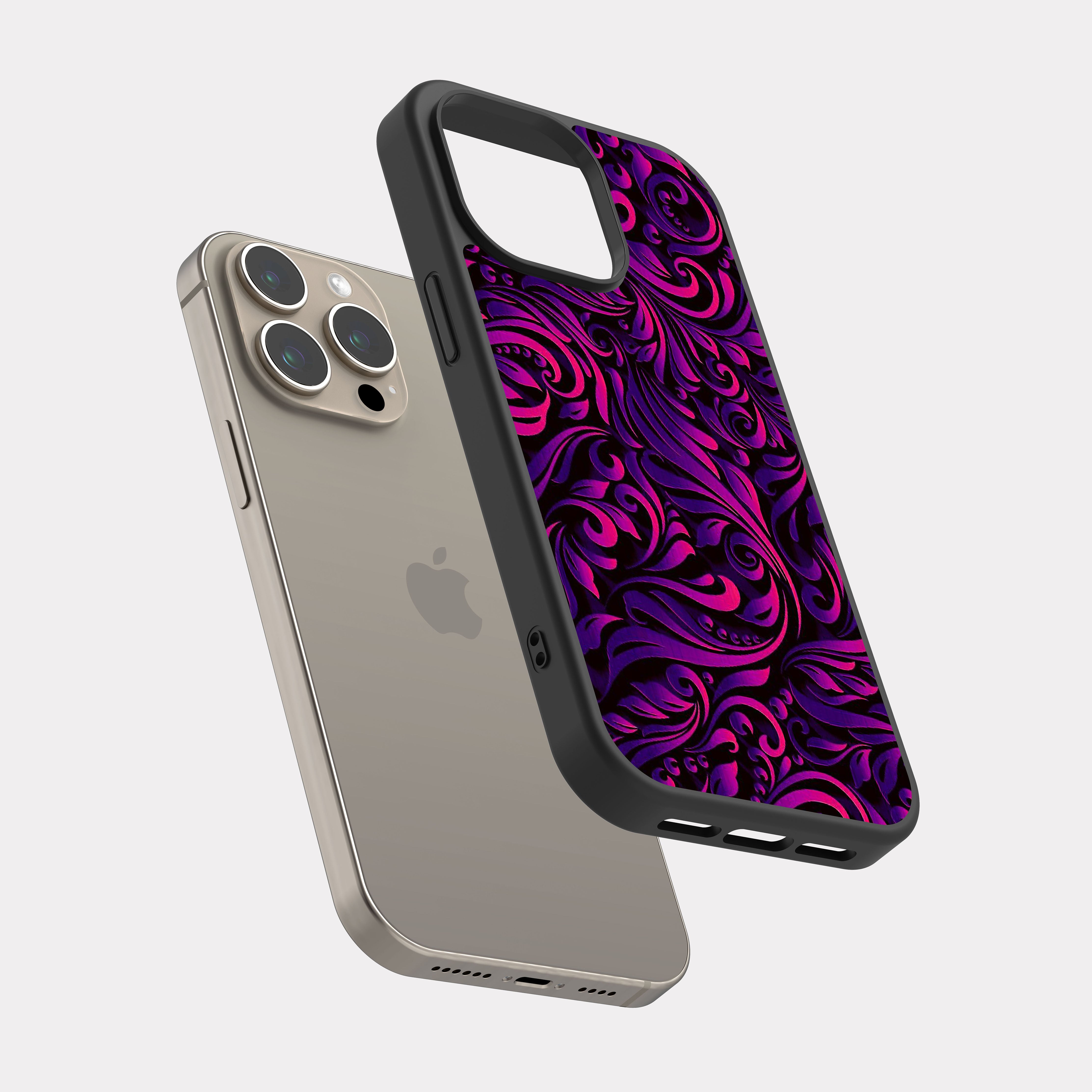 iPhone 15 Pro Max case cover Mandala Art Purple Pink