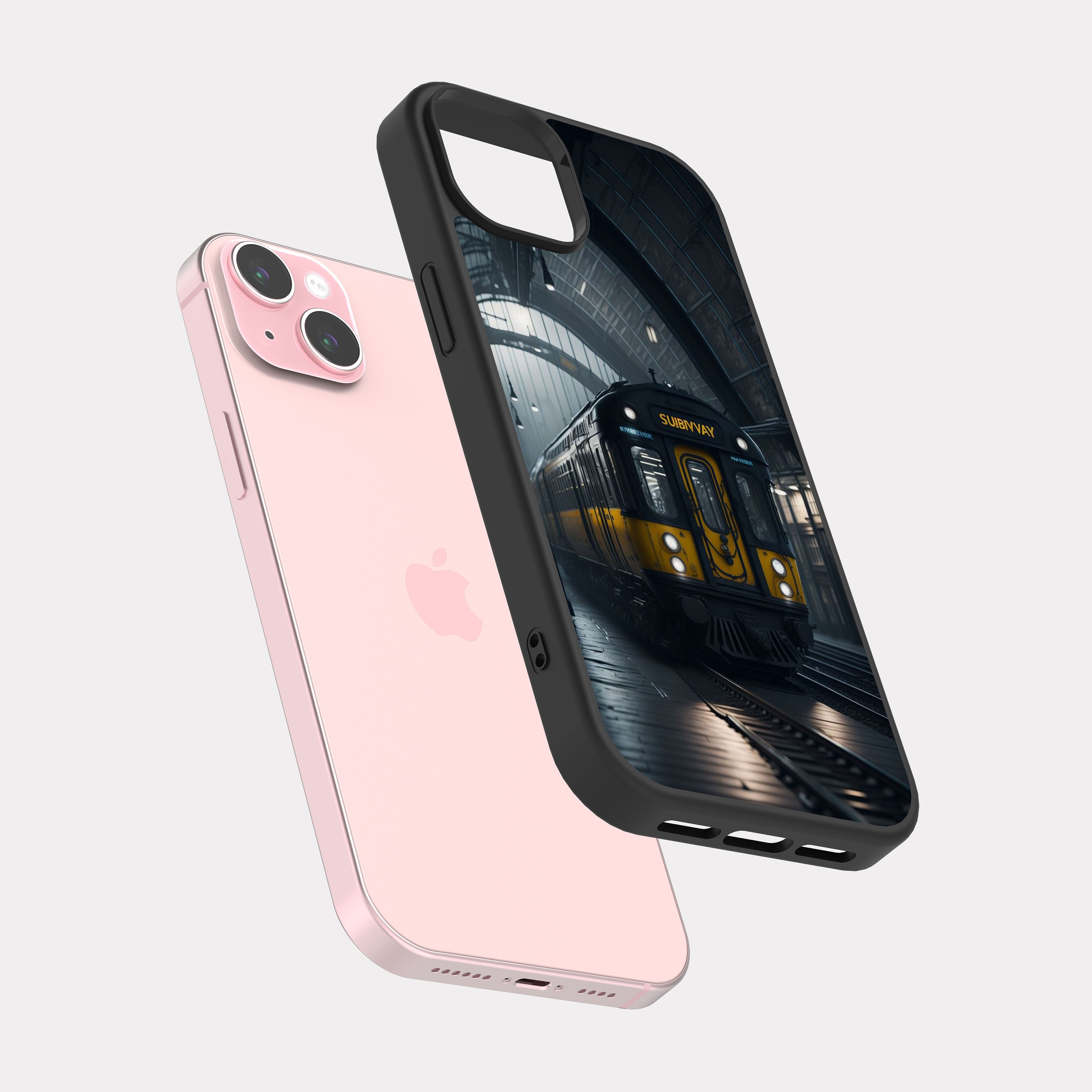 iPhone 15 Plus case cover Subway Train Yellow