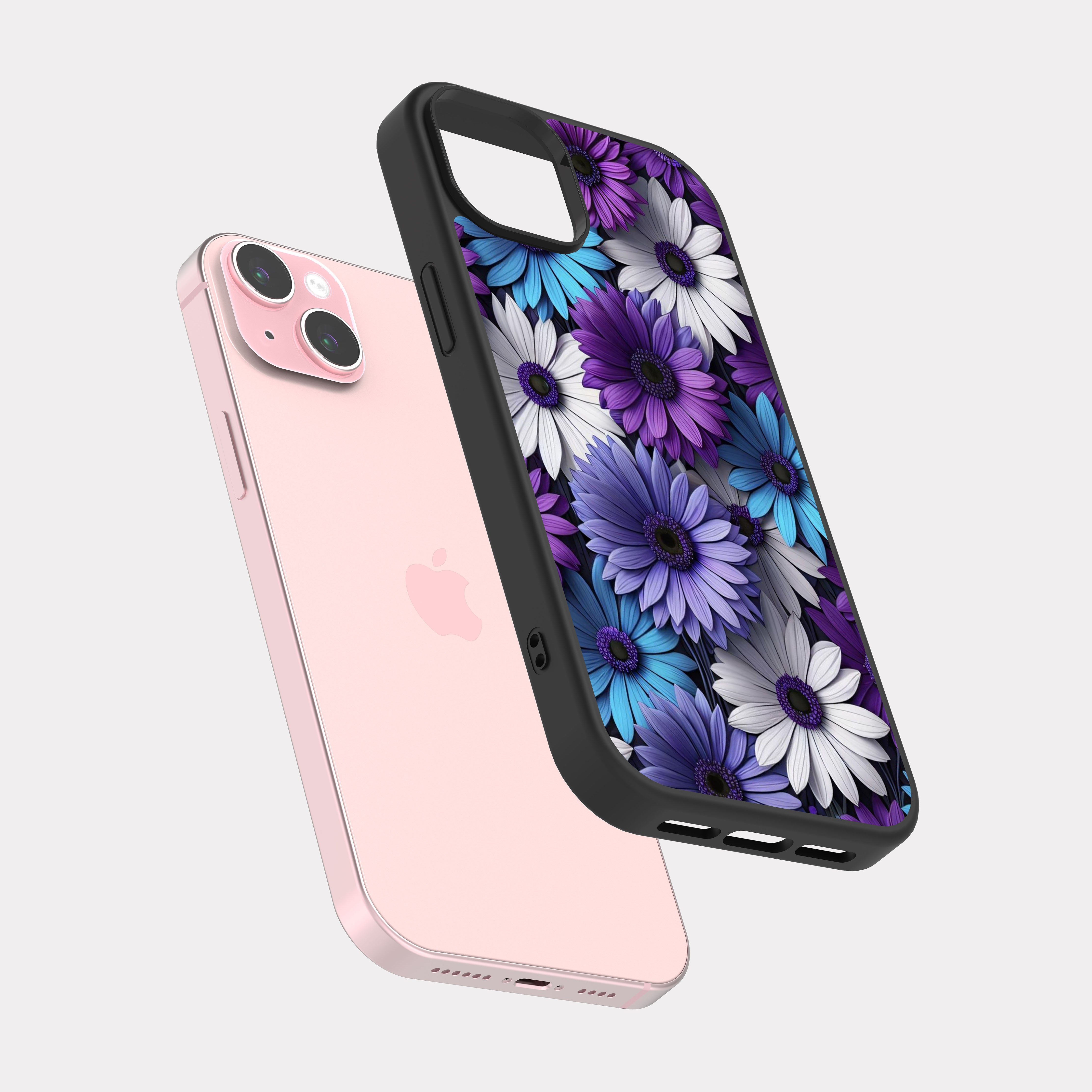 iPhone 15 Plus case cover Flowers Purple Blue