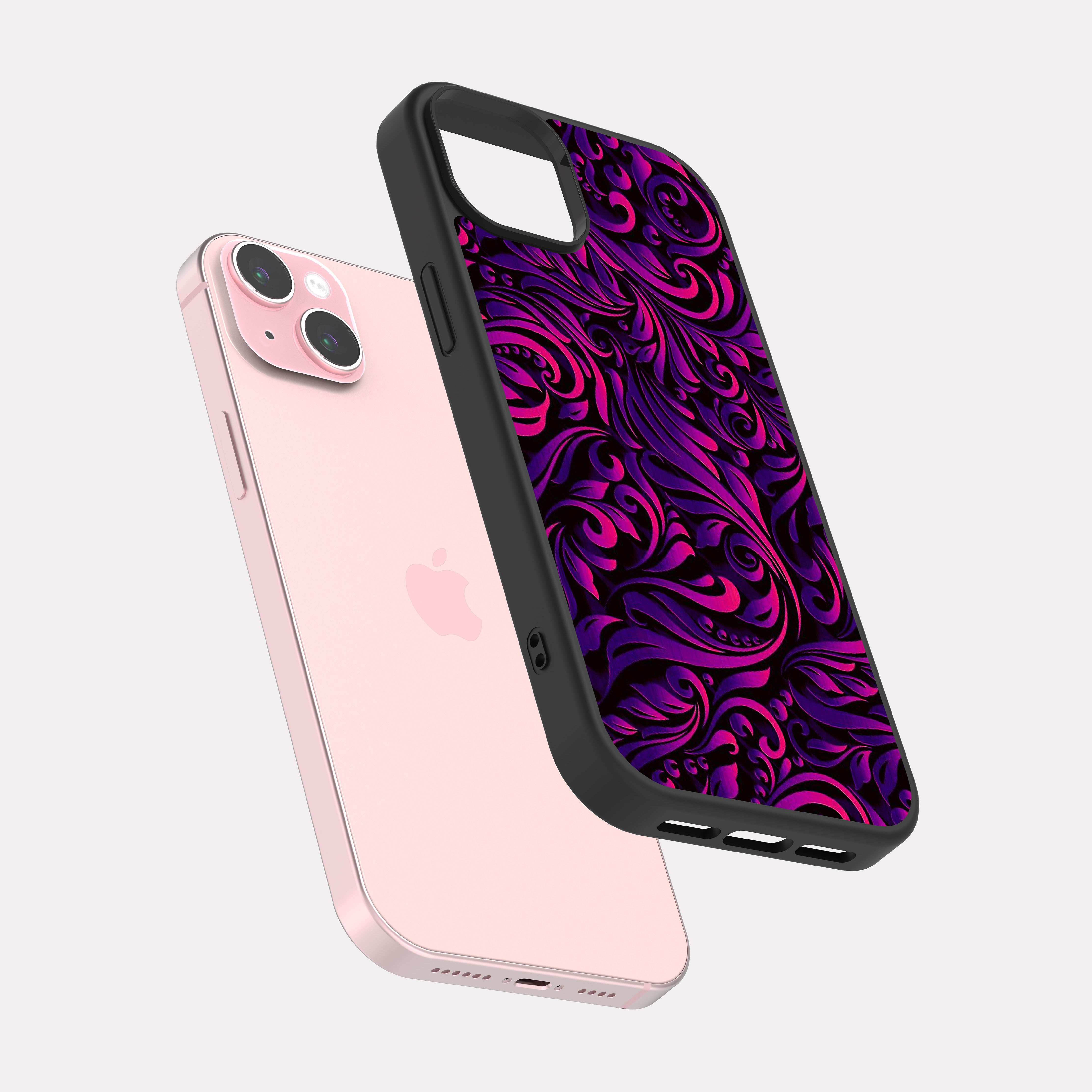 iPhone 15 Plus case cover Mandala Art Purple Pink