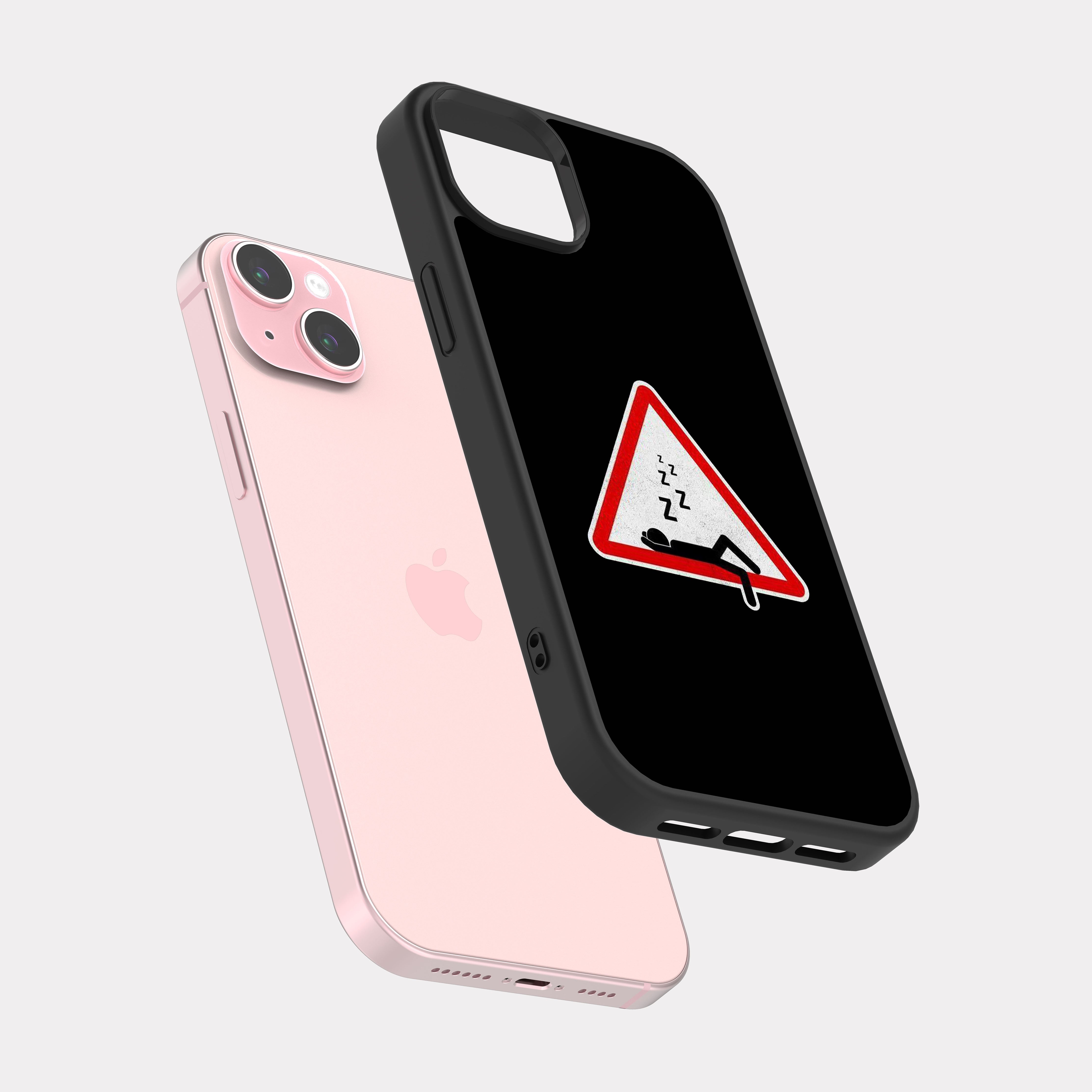 iPhone 15 Plus case cover Caution Warning Signs Black