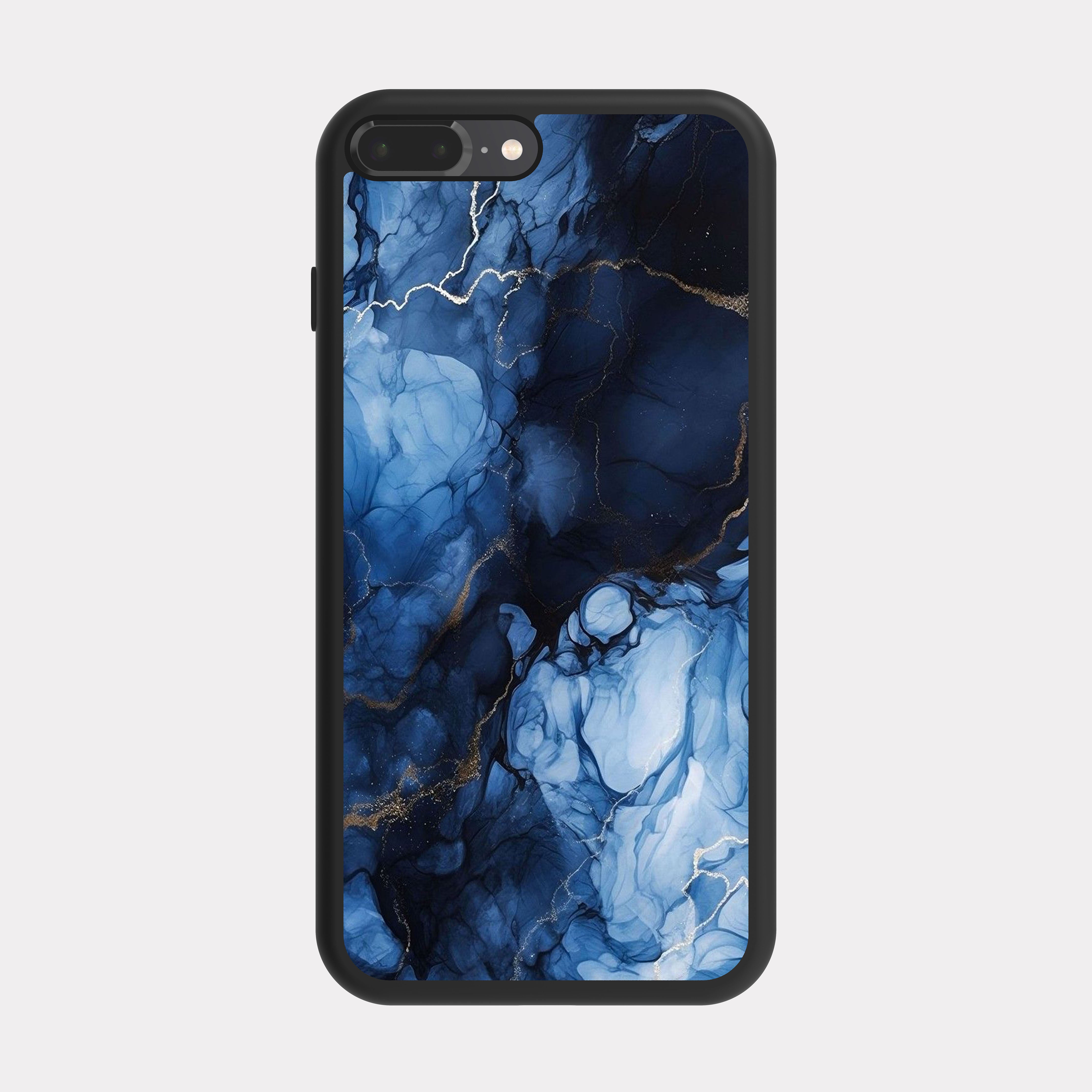 iPhone 7 Plus case cover Golden Blue Marble Blue